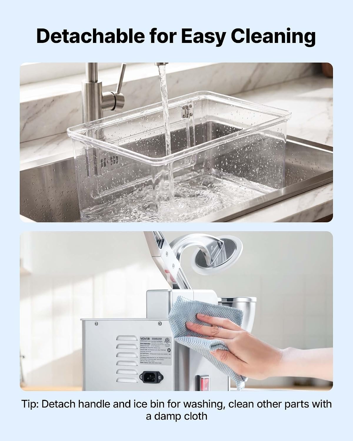 image:imageVEVOR Commercial Ice Crusher 661LBSH 350W Electric Snow Cone Machine with 4 Blades 2000RPM Stainless Steel Shaved Ice Machine with 11 Gal CrushedIce Box for Family Restaurants Bars SilverSilver