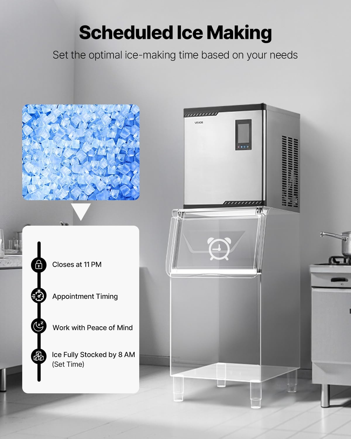 image:imageVEVOR Commercial Ice Maker Machine Head 300 LbsDay Stainless Steel Ice Machine with Scheduled IceMaking SelfCleaning Adjustable Thickness Ideal for Restaurant Bar Cafe Hotel Head Only1969 x 1969 x 2244 in