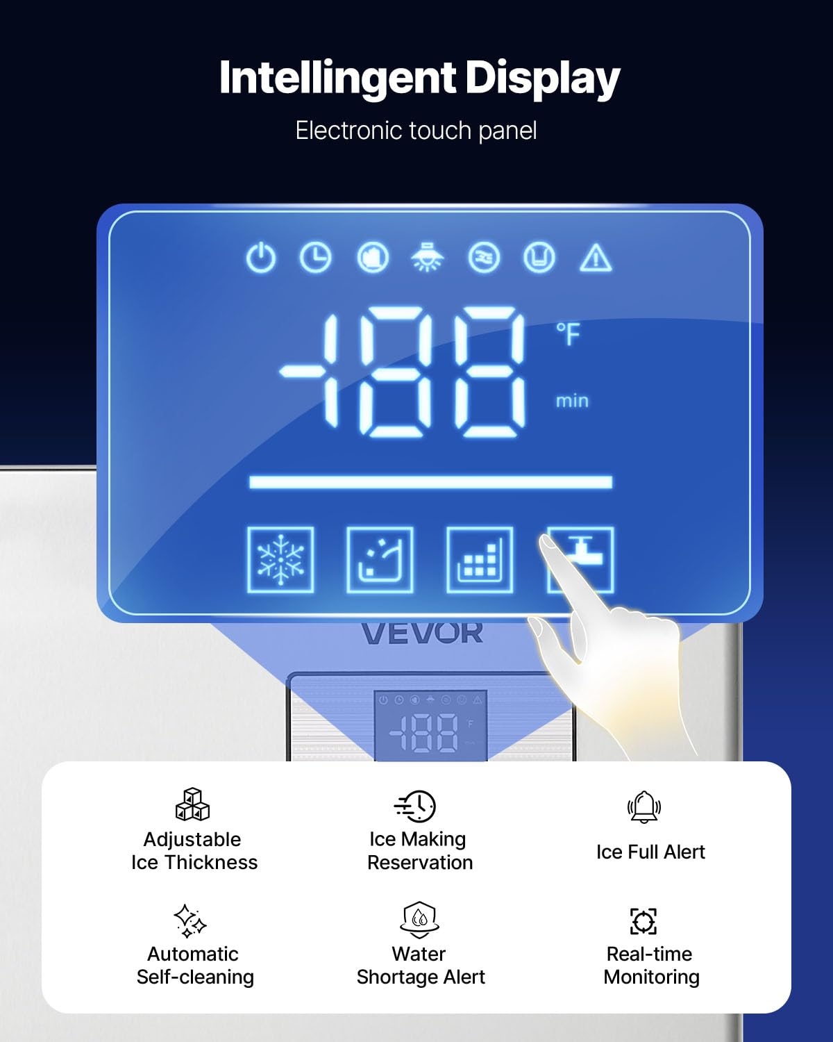 image:imageVEVOR Commercial Ice Maker Machine Head 300 LbsDay Stainless Steel Ice Machine with Scheduled IceMaking SelfCleaning Adjustable Thickness Ideal for Restaurant Bar Cafe Hotel Head Only550LBS24HFT