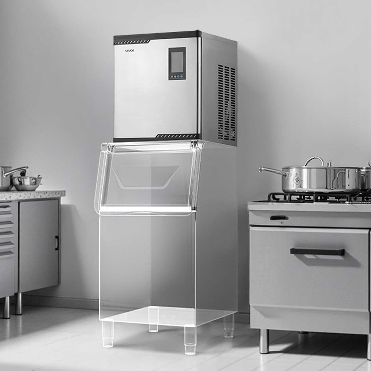 image:imageVEVOR Commercial Ice Maker Machine Head 300 LbsDay Stainless Steel Ice Machine with Scheduled IceMaking SelfCleaning Adjustable Thickness Ideal for Restaurant Bar Cafe Hotel Head Only1969 x 1969 x 2244 in