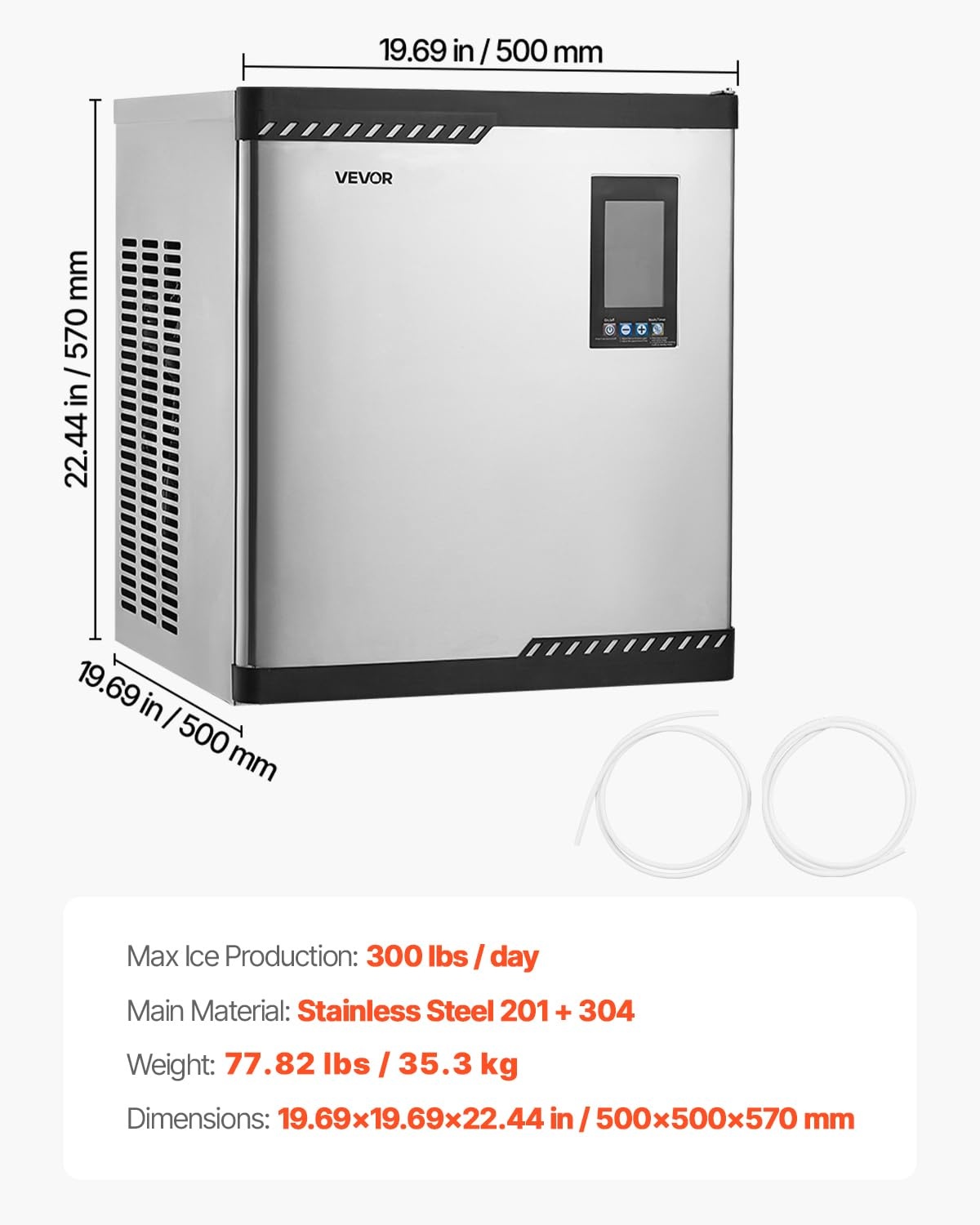 image:imageVEVOR Commercial Ice Maker Machine Head 300 LbsDay Stainless Steel Ice Machine with Scheduled IceMaking SelfCleaning Adjustable Thickness Ideal for Restaurant Bar Cafe Hotel Head Only1969 x 1969 x 2244 in