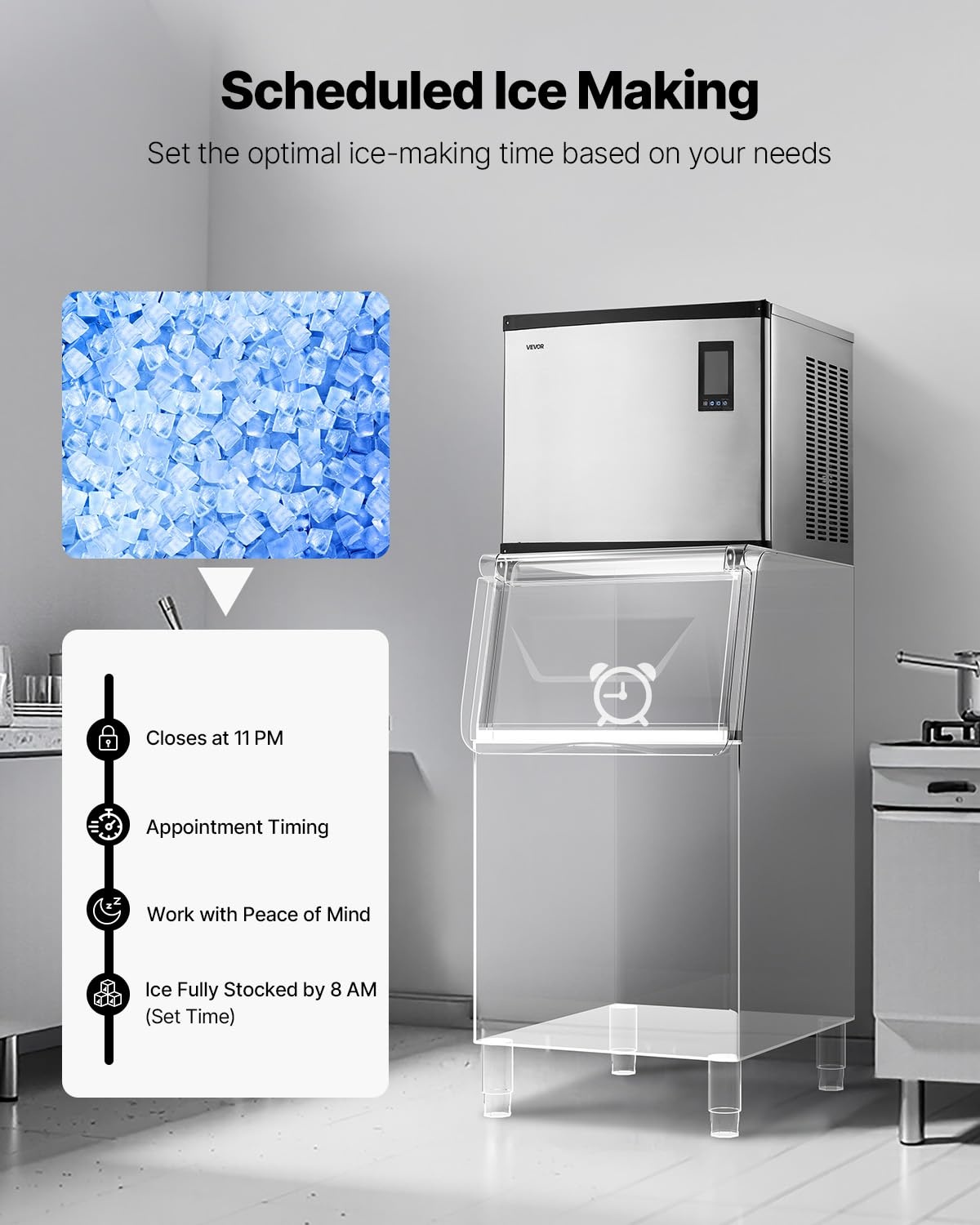 image:imageVEVOR Commercial Ice Maker Machine Head 300 LbsDay Stainless Steel Ice Machine with Scheduled IceMaking SelfCleaning Adjustable Thickness Ideal for Restaurant Bar Cafe Hotel Head Only1000LBS24H