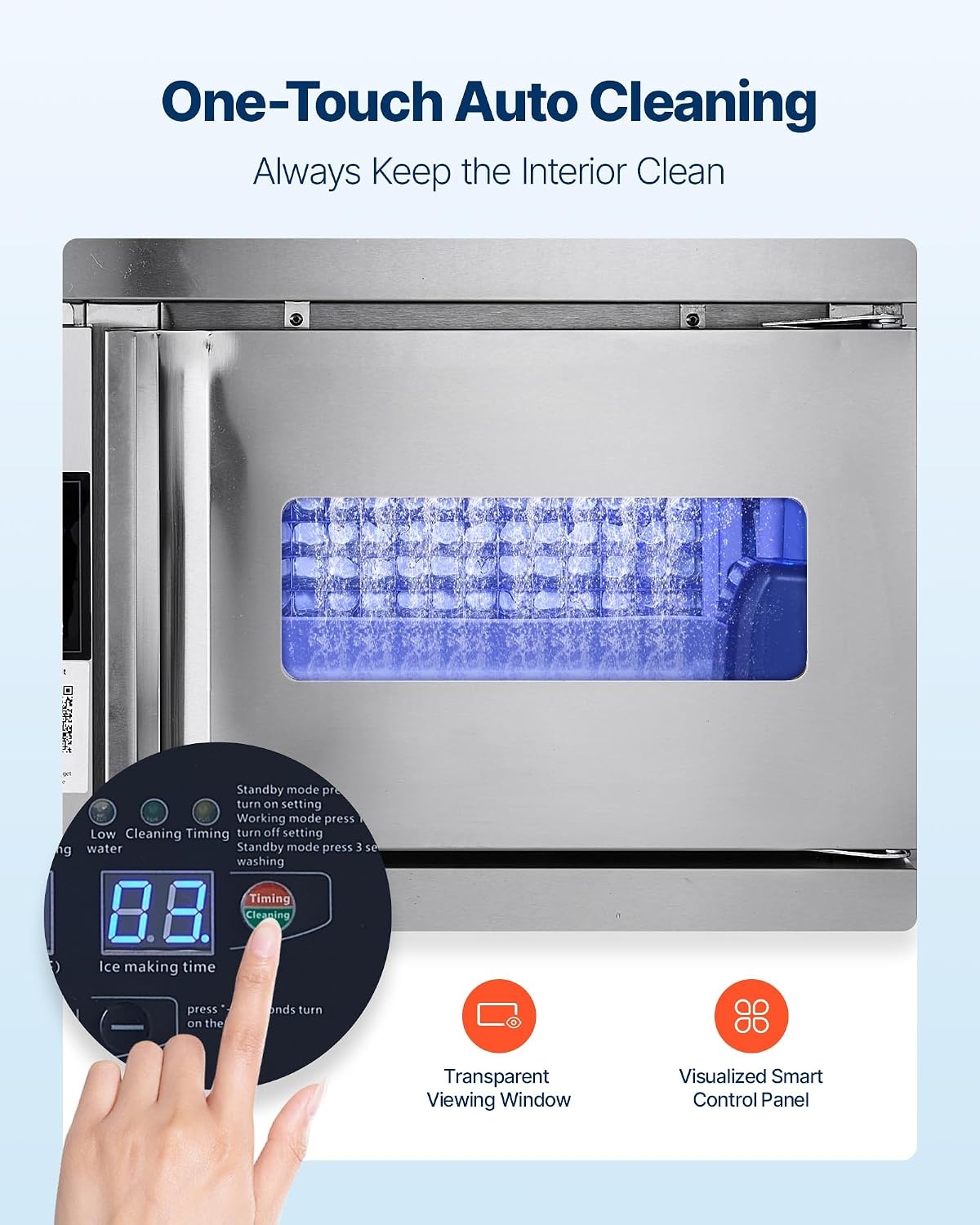 image:imageVEVOR Commercial Ice Maker Machine 132 lbs24H Stainless Steel Ice Machine with Worktop 30 lbs Storage amp 70 CubesCycle SelfCleaning Freestanding IceMaking for Home Bar Office Restaurant Kitchen