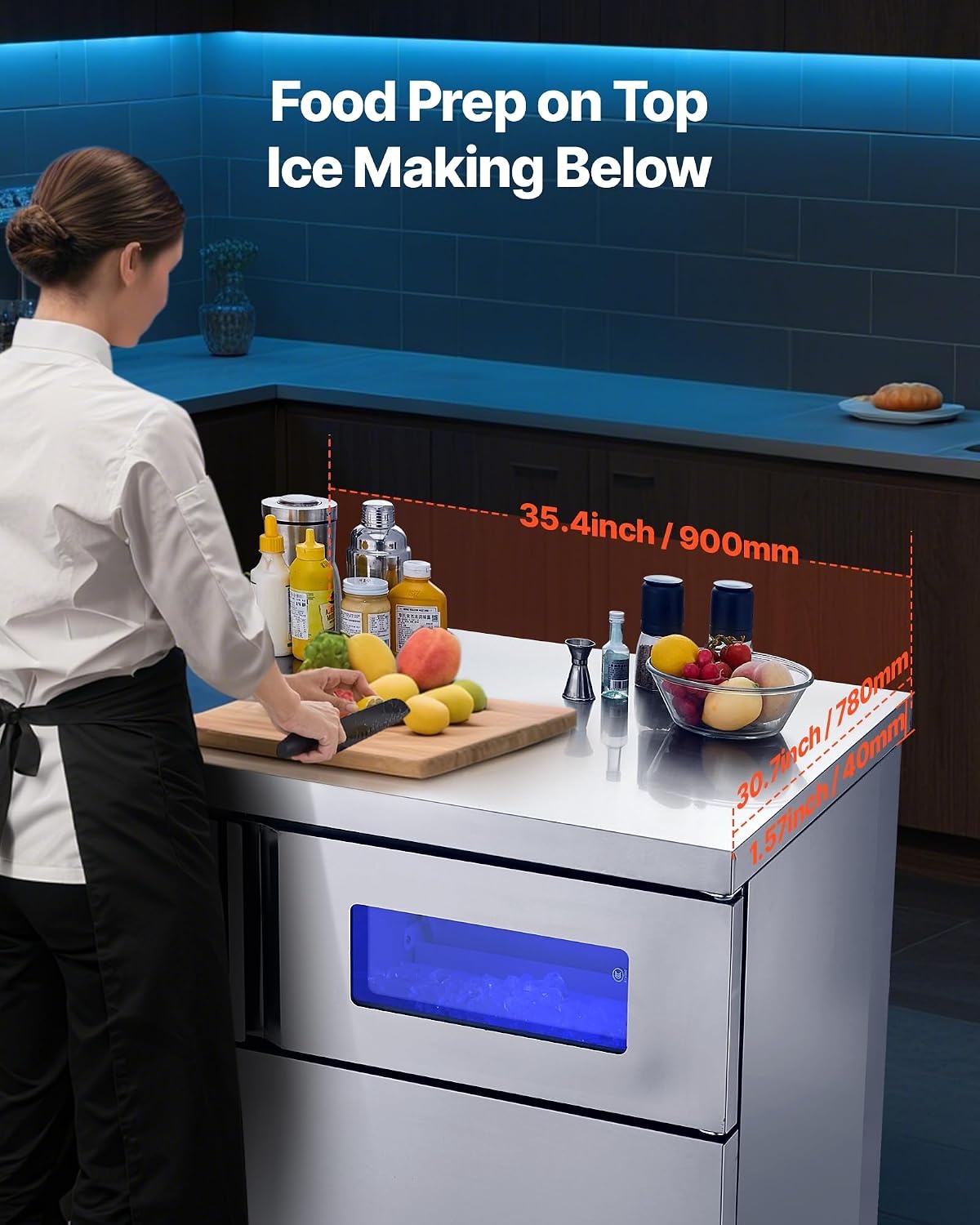 image:imageVEVOR Commercial Ice Maker Machine 220 lbs24H Stainless Steel Ice Machine with Worktop 66 lbs Storage amp 108 CubesCycle SelfCleaning Freestanding IceMaking for Home Bar Office Restaurant Kitchen265 lbs24H without sink