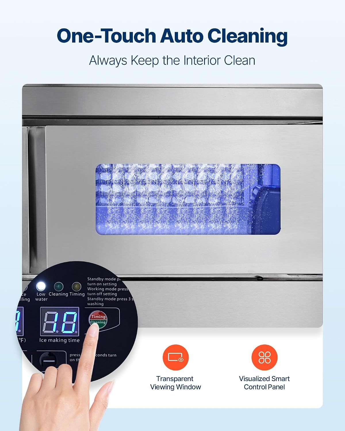 image:imageVEVOR Commercial Ice Maker Machine 220 lbs24H Stainless Steel Ice Machine with Worktop 66 lbs Storage amp 108 CubesCycle SelfCleaning Freestanding IceMaking for Home Bar Office Restaurant Kitchen265 lbs24H without sink