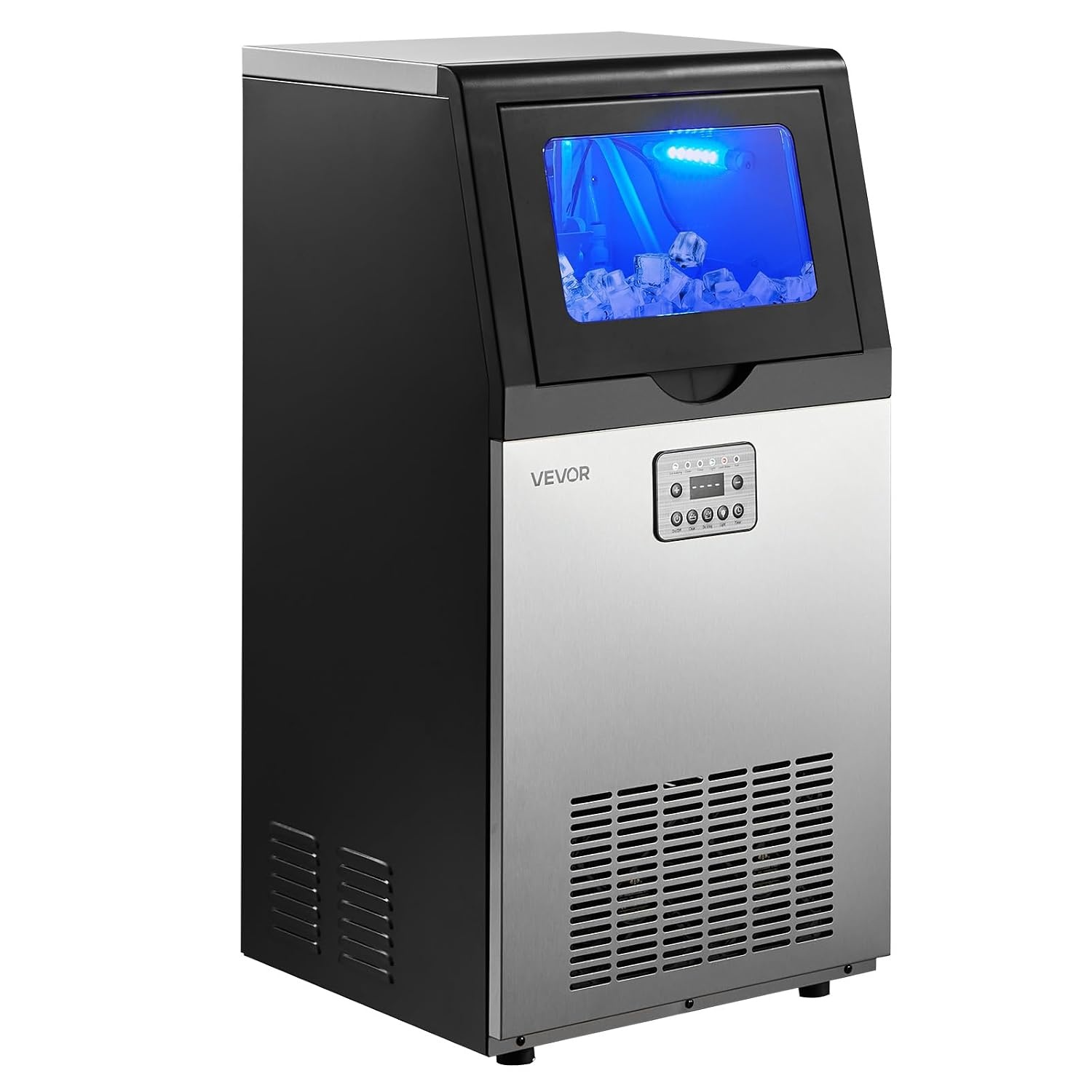 image:imageVEVOR Commercial Ice Maker Machine 80 lbs24h with 6813 lbs Storage Capacity CountertopFreestandingUnder Counter Stainless Steel Ice Maker with LED Display amp SelfCleaning Home Bar Restaurant100 Lbs24H