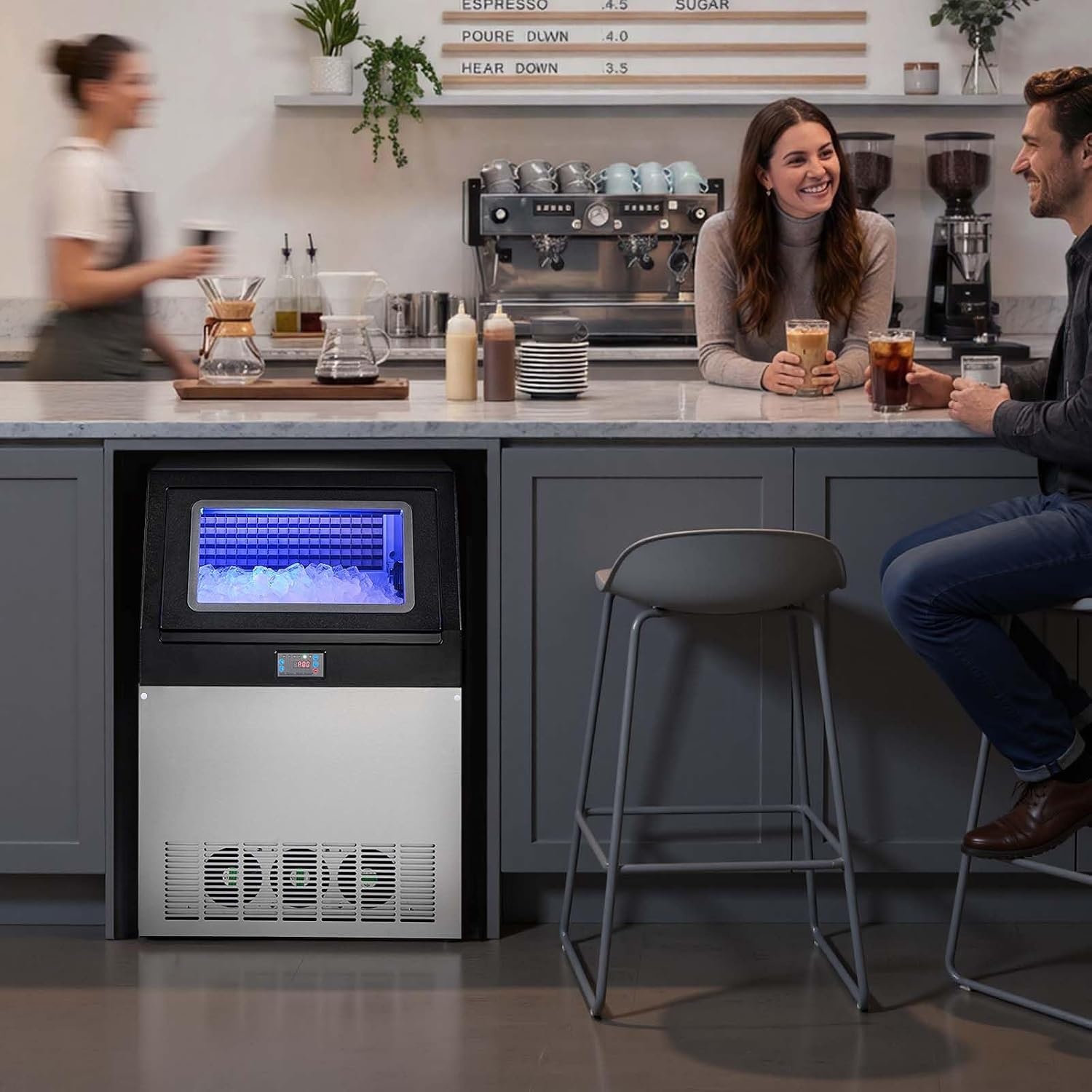 image:imageVEVOR Commercial Ice Maker Machine 80 lbs24h with 6813 lbs Storage Capacity CountertopFreestandingUnder Counter Stainless Steel Ice Maker with LED Display amp SelfCleaning Home Bar Restaurant265Lbs24H
