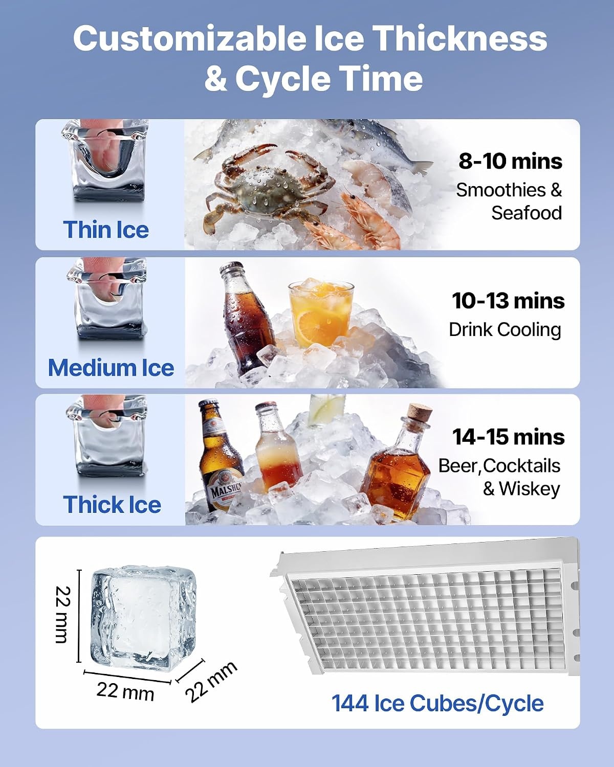 image:imageVEVOR Commercial Ice Maker Machine 80 lbs24h with 6813 lbs Storage Capacity CountertopFreestandingUnder Counter Stainless Steel Ice Maker with LED Display amp SelfCleaning Home Bar Restaurant440lbs24H