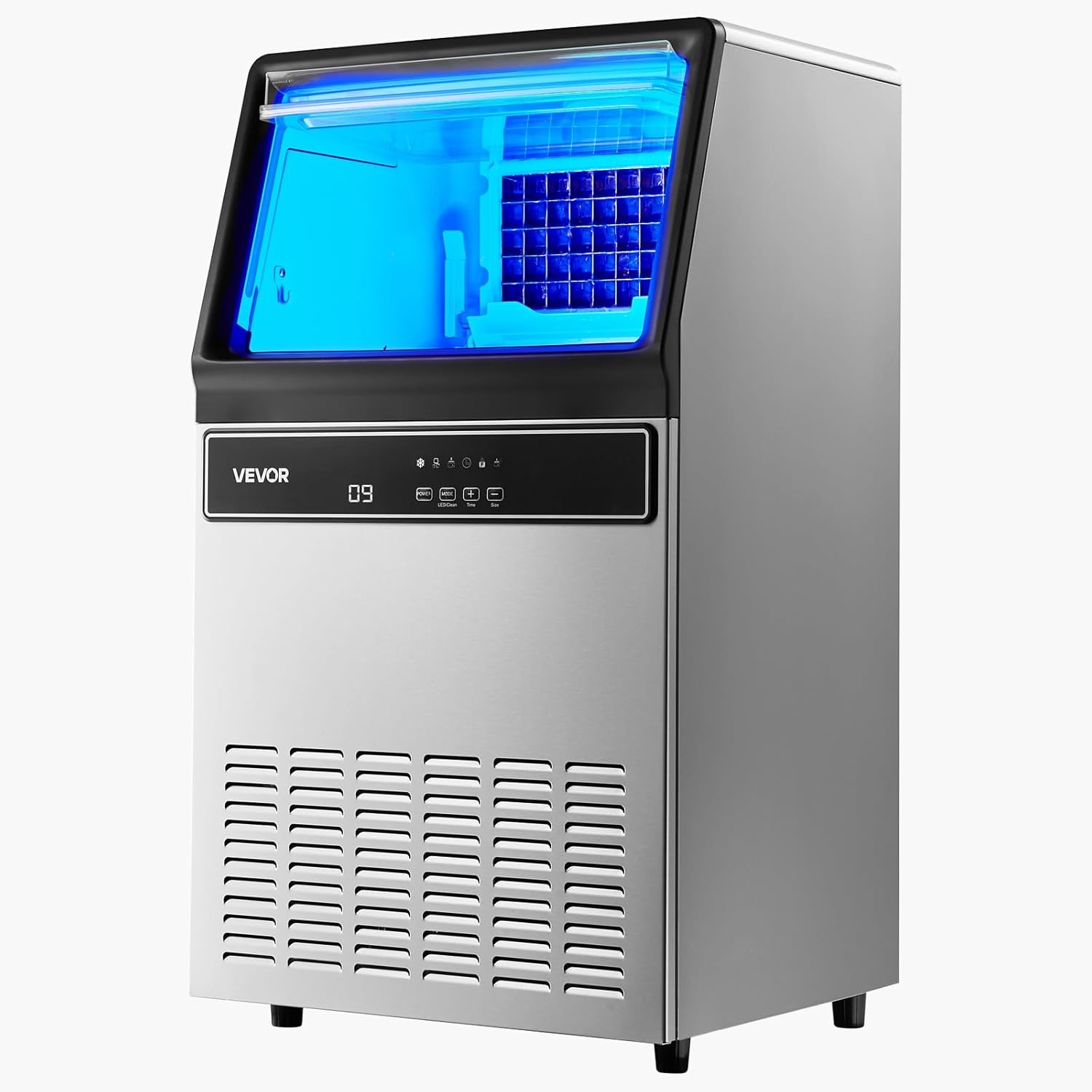 image:imageVEVOR Commercial Ice Maker Machine 80 lbs24h with 6813 lbs Storage Capacity CountertopFreestandingUnder Counter Stainless Steel Ice Maker with LED Display amp SelfCleaning Home Bar Restaurant120lbs24H