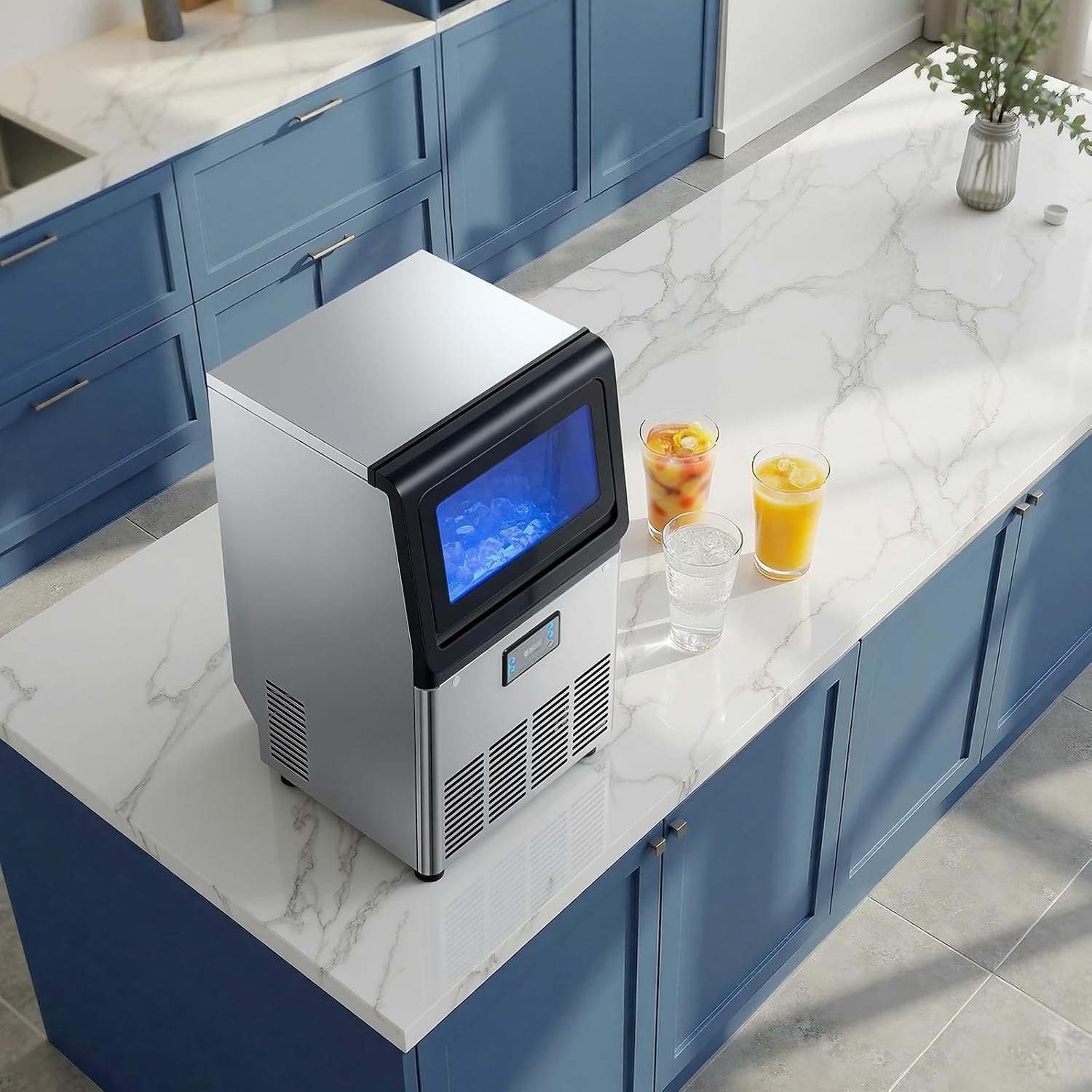 image:imageVEVOR Commercial Ice Maker Machine 80 lbs24h with 6813 lbs Storage Capacity CountertopFreestandingUnder Counter Stainless Steel Ice Maker with LED Display amp SelfCleaning Home Bar Restaurant90lbs24HDual Water Inlet