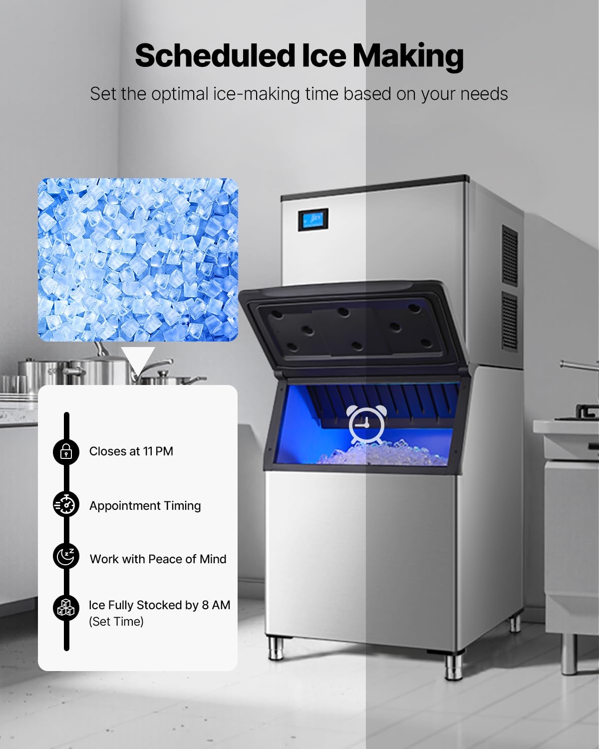 image:imageVEVOR Commercial Ice Maker MachineHead 800 lbs24 h 26 Inch Stainless Steel Industrial Ice Machine SelfCleaning and Scheduled Ice Making Modular Ice Cube Machine for Restaurant Hotel Head Only