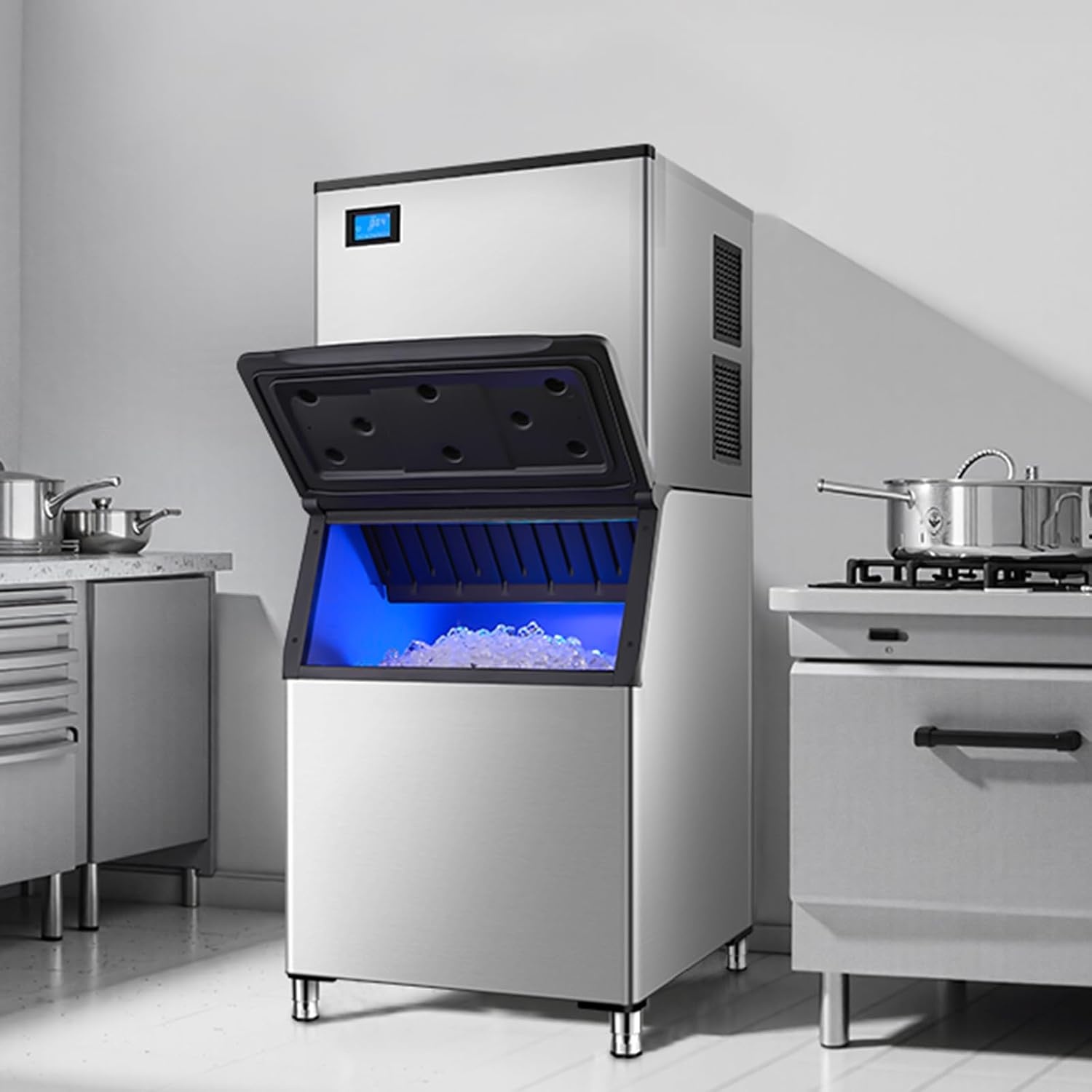 image:imageVEVOR Commercial Ice Maker MachineHead 800 lbs24 h 26 Inch Stainless Steel Industrial Ice Machine SelfCleaning and Scheduled Ice Making Modular Ice Cube Machine for Restaurant Hotel Head Only