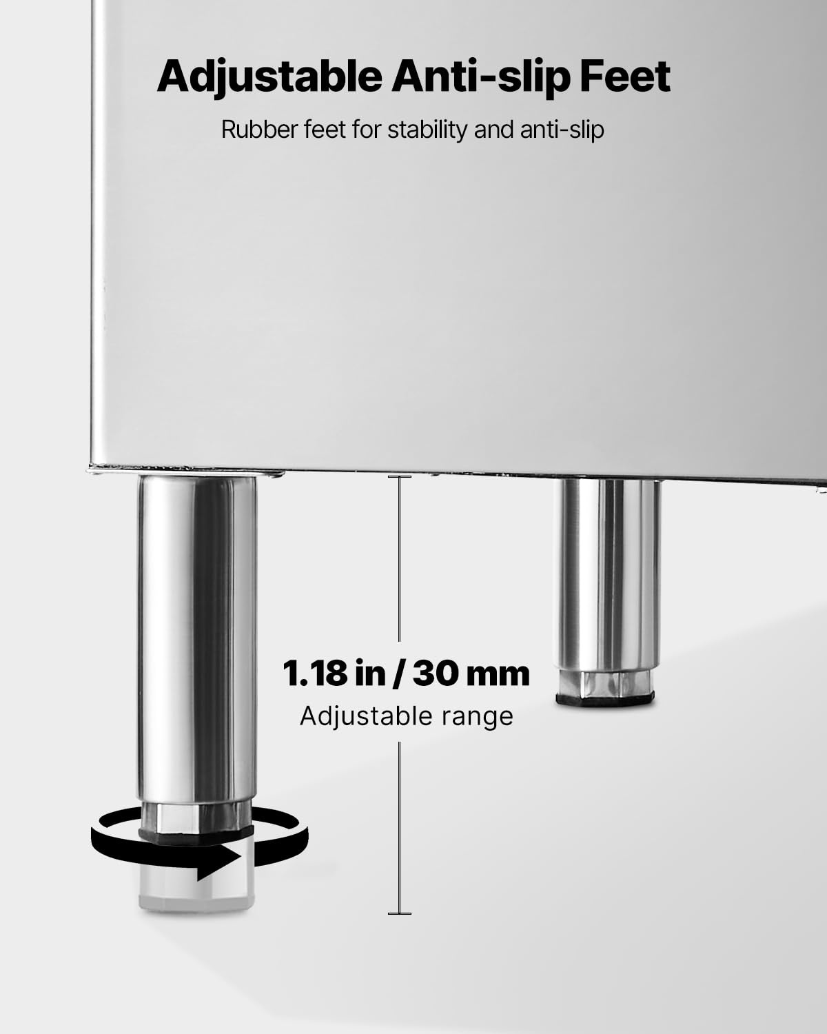 image:imageVEVOR Commercial Ice Maker Storage Bin 300 LBS Capacity IceBin Stainless Steel Commercial Ice Storage Bin with Adjustable AntiSlip Rubber Feet Suitable for Restaurant Hotel and Beverage Shops