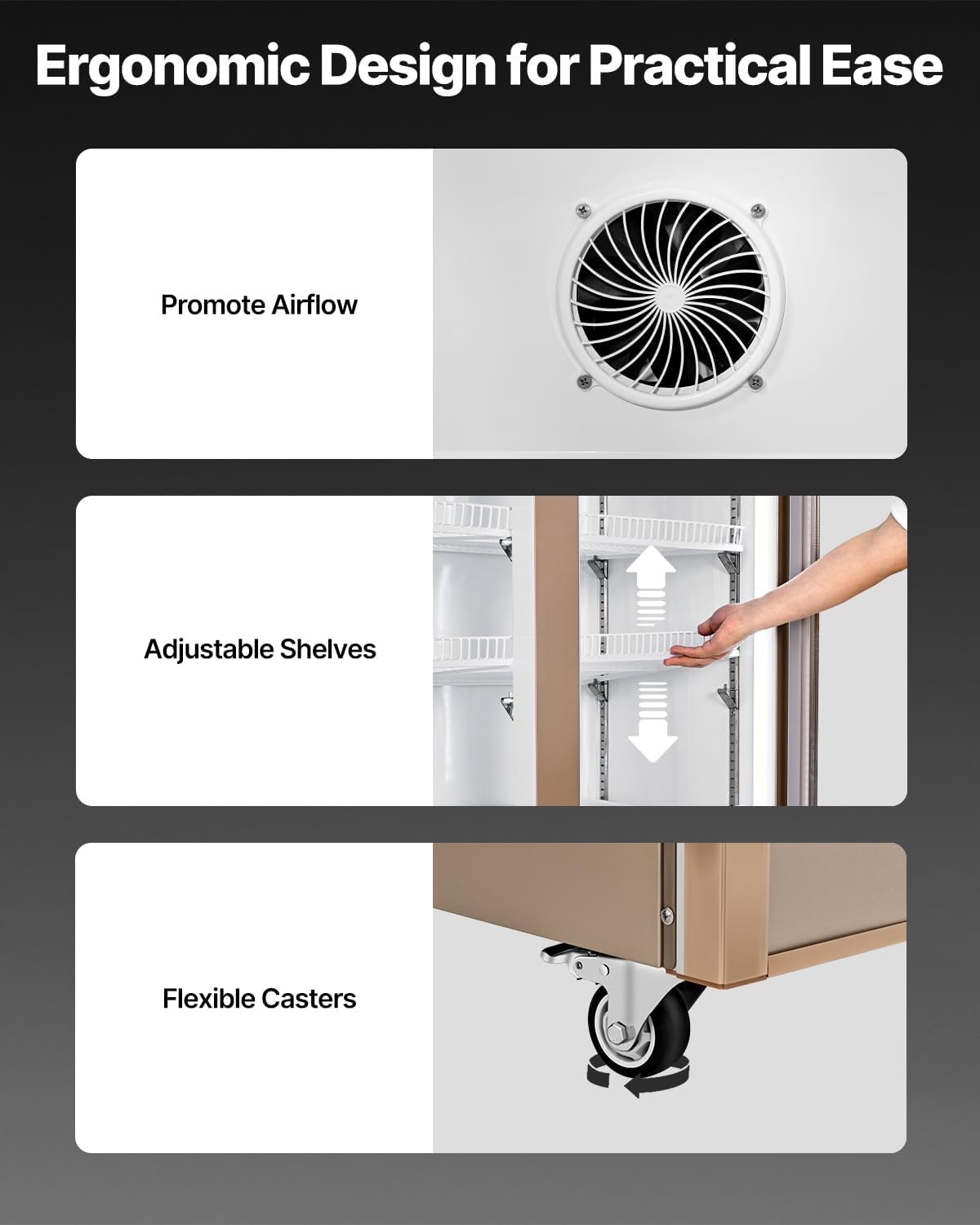 image:imageVEVOR Commercial Merchandiser Refrigerator 2 Glass Doors 23 Cubic Ft Upright Display Beverage Cooler 79 Tall x 394 Width Fridge with LED Lighting for Drink Wine Soda Gold23 cuft