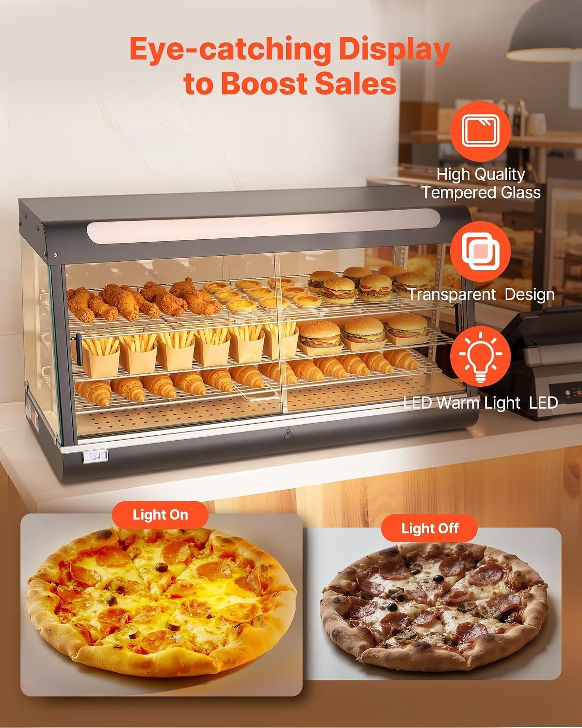 image:imageVEVOR Commercial Nacho Chip Warmer 85QT Chip Warmer Machine with Heating Base and Warming Light Nacho Machine with Deflection Board Stainless Steel for Nacho Chips Popcorn Potato Chips Peanut4724 x 1890 x 2520 in 1200 x 480 x 640 mm