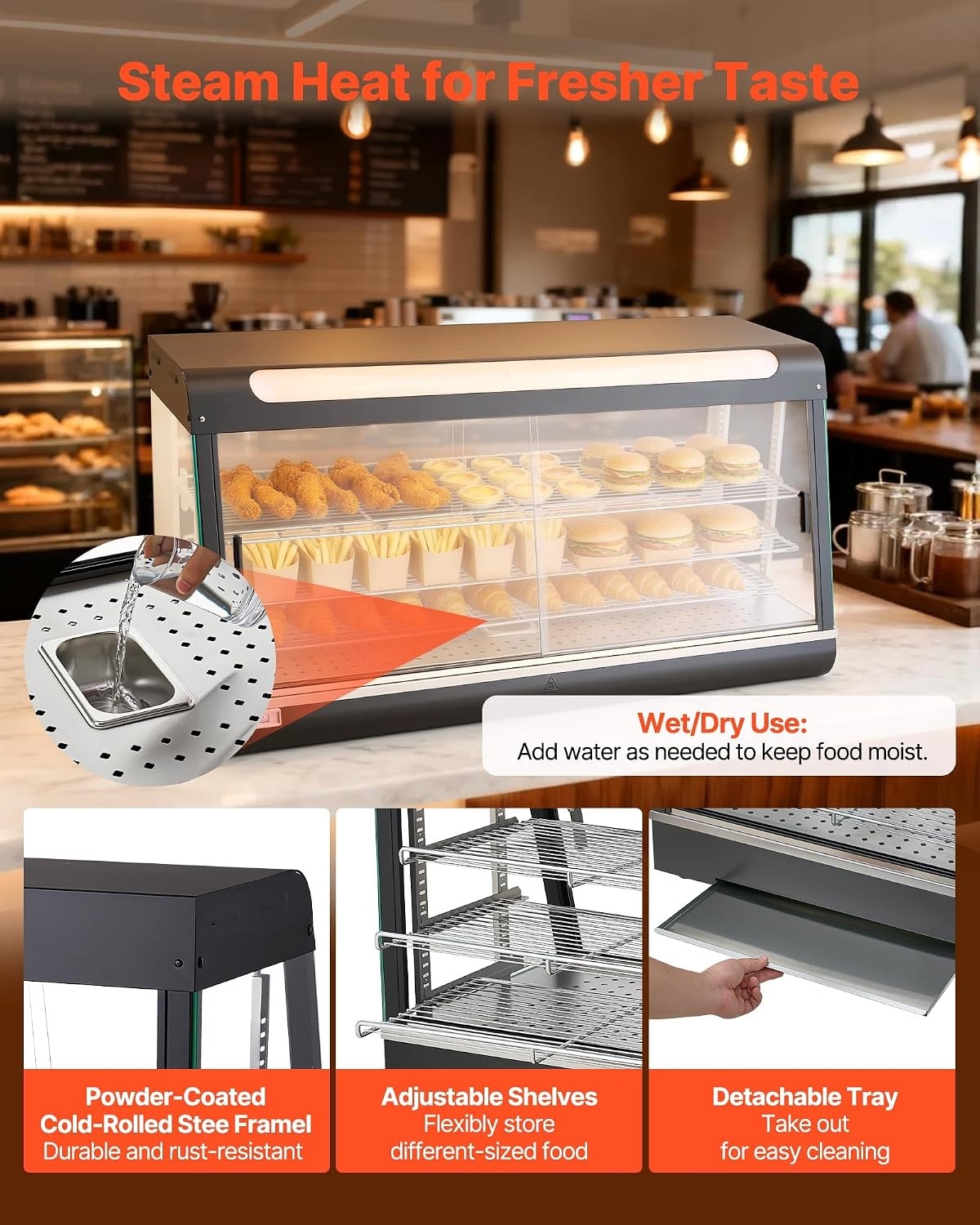 image:imageVEVOR Commercial Nacho Chip Warmer 85QT Chip Warmer Machine with Heating Base and Warming Light Nacho Machine with Deflection Board Stainless Steel for Nacho Chips Popcorn Potato Chips Peanut4724 x 1890 x 2520 in 1200 x 480 x 640 mm