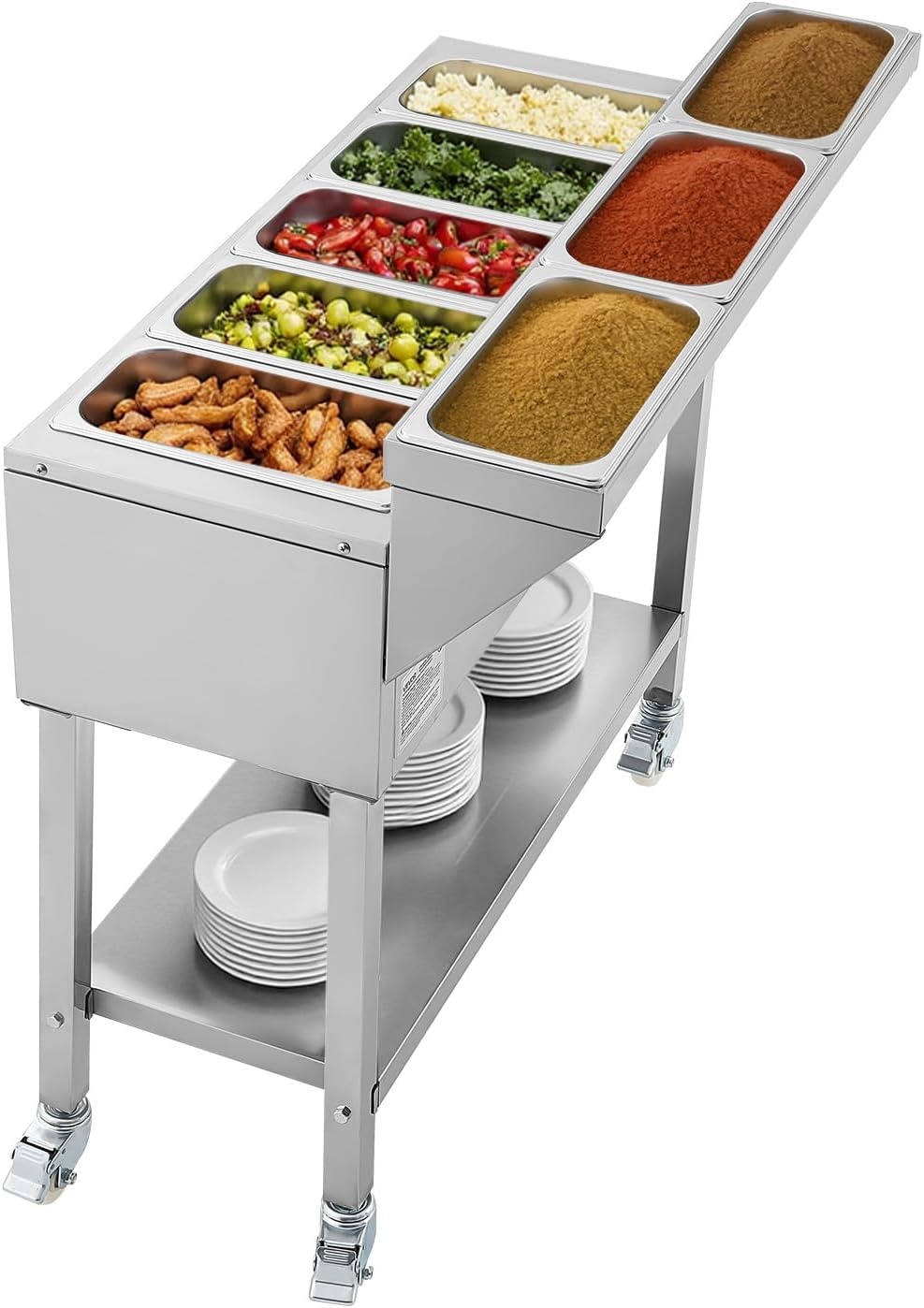 image:imageVEVOR Commercial Propane Steam Table 5 Food Pans amp 3 Condiment Pans LP Gas Outdoor Soup Warmer with Drain Valve and 3 Wheels Stainless Steel Propane Food Warmer with Adjustable Temp for Outdoor513 Pan40QT