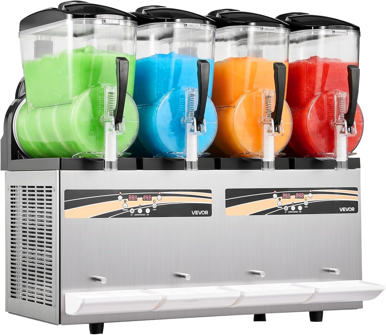 image:imageVEVOR Commercial Slushy Machine 12Lx3 Triple Tank Frozen Drink Machine 144 Cups Stainless Steel Margarita Smoothie Frozen Drink Maker Slushie Maker for Home Party Restaurants Cafe Bars48L