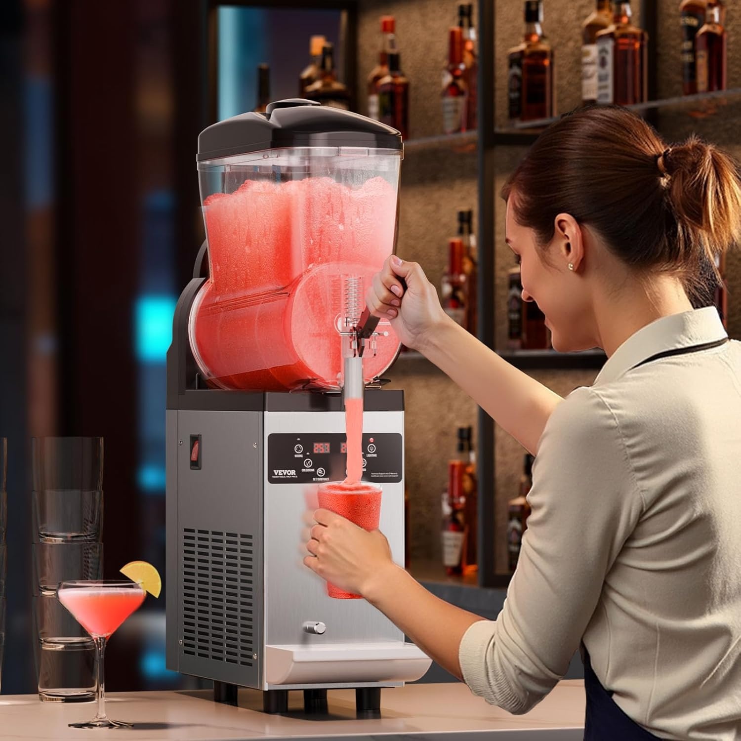 image:imageVEVOR Commercial Slushy Machine 12Lx3 Triple Tank Frozen Drink Machine 144 Cups Stainless Steel Margarita Smoothie Frozen Drink Maker Slushie Maker for Home Party Restaurants Cafe Bars12L