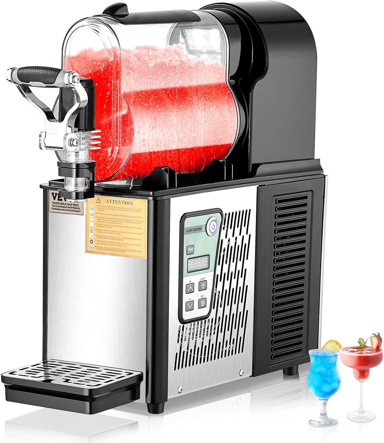 image:imageVEVOR Commercial Slushy Machine 3L1 Single Tank Frozen Beverage Maker 12Cup Stainless Steel Slushie Machine Margarita Frozen Drink Smoothie Maker for Restaurants Bars Cafes and Food Truck08 Gal 3 L
