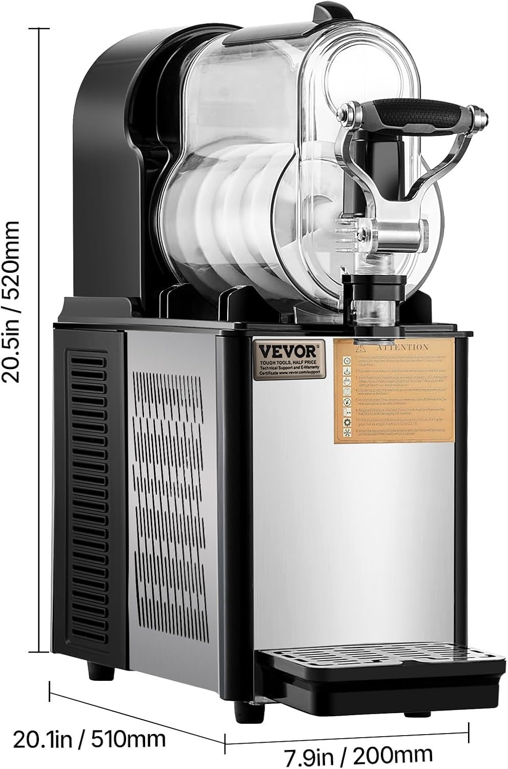 image:imageVEVOR Commercial Slushy Machine 3L1 Single Tank Frozen Beverage Maker 12Cup Stainless Steel Slushie Machine Margarita Frozen Drink Smoothie Maker for Restaurants Bars Cafes and Food Truck08 Gal 3 L