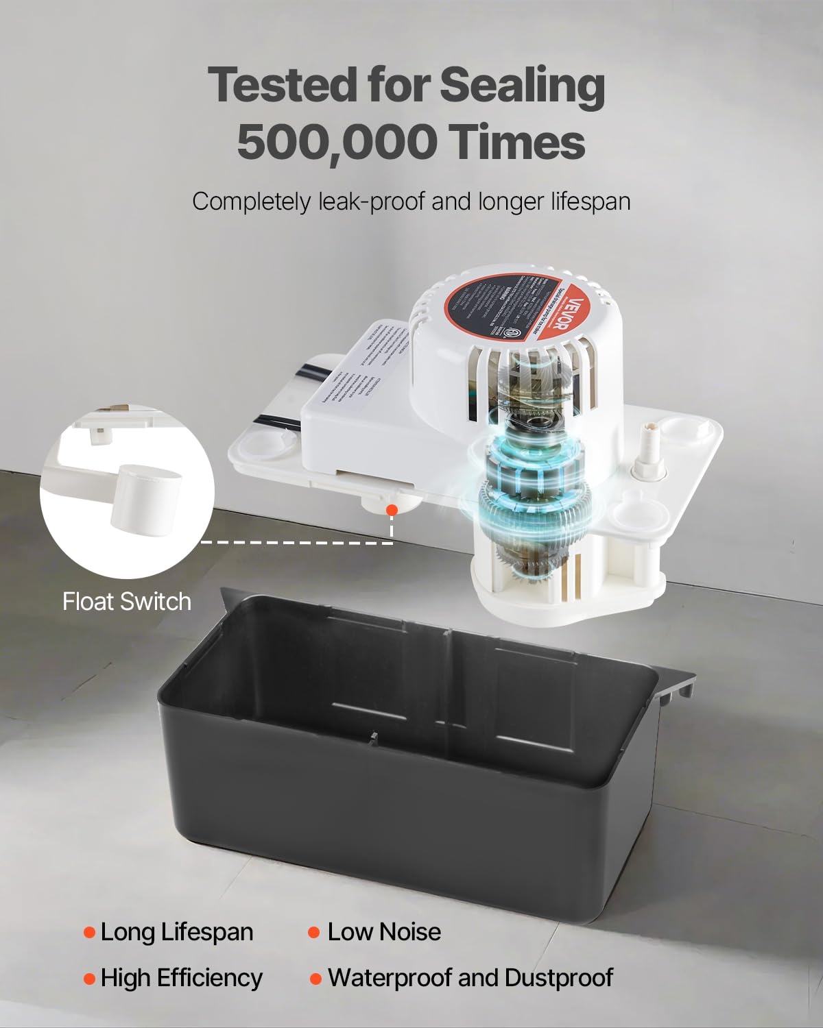 image:imageVEVOR Condensate Removal Pump 150 HP 65 GPH 15 ft Lift 12 Gal Tank Automatic AC Condensation Pump with Float Switch amp 20 ft Hose for Air Conditioner Dehumidifier Furnace Ice Maker Water Drain