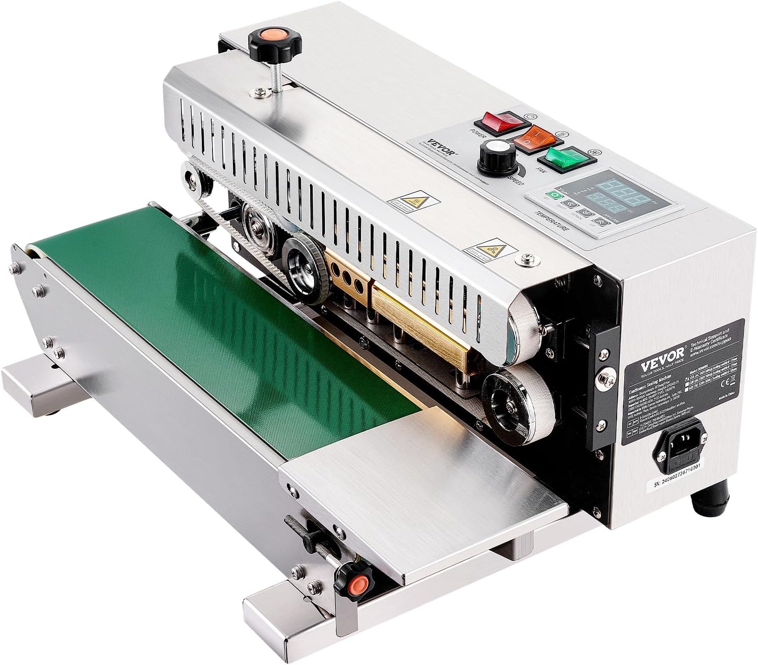 image:imageVEVOR Continuous Bag Band Sealing Machine 024047 in612 mm Seal Width Horizontal Band Sealer Machine with Digital Temperature Control Carbon Steel Bag Sealer for 00208 mm Plastic Bags FilmsStainless Steel