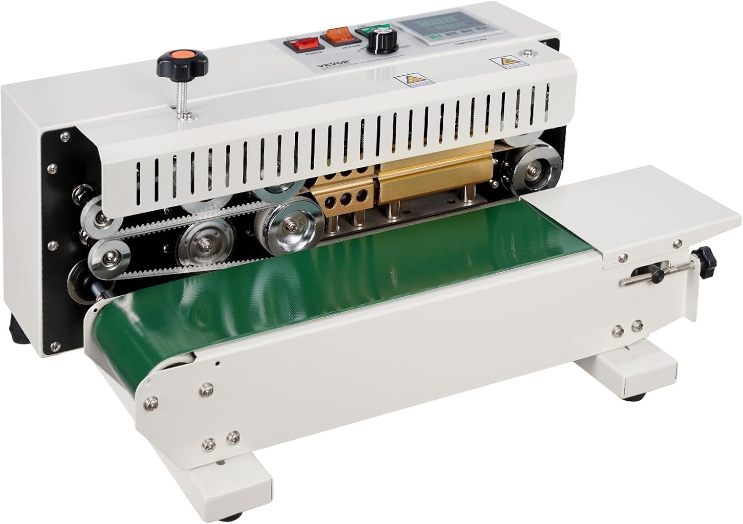 image:imageVEVOR Continuous Bag Band Sealing Machine 024047 in612 mm Seal Width Horizontal Band Sealer Machine with Digital Temperature Control Carbon Steel Bag Sealer for 00208 mm Plastic Bags FilmsBasic