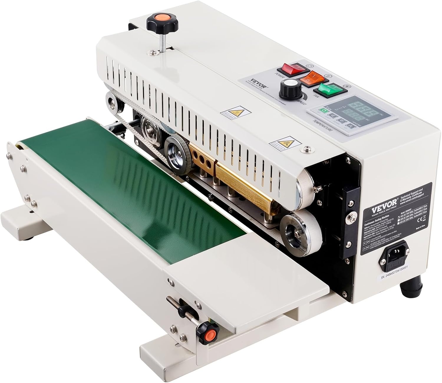 image:imageVEVOR Continuous Bag Band Sealing Machine 024047 in612 mm Seal Width Horizontal Band Sealer Machine with Digital Temperature Control Carbon Steel Bag Sealer for 00208 mm Plastic Bags FilmsBasic
