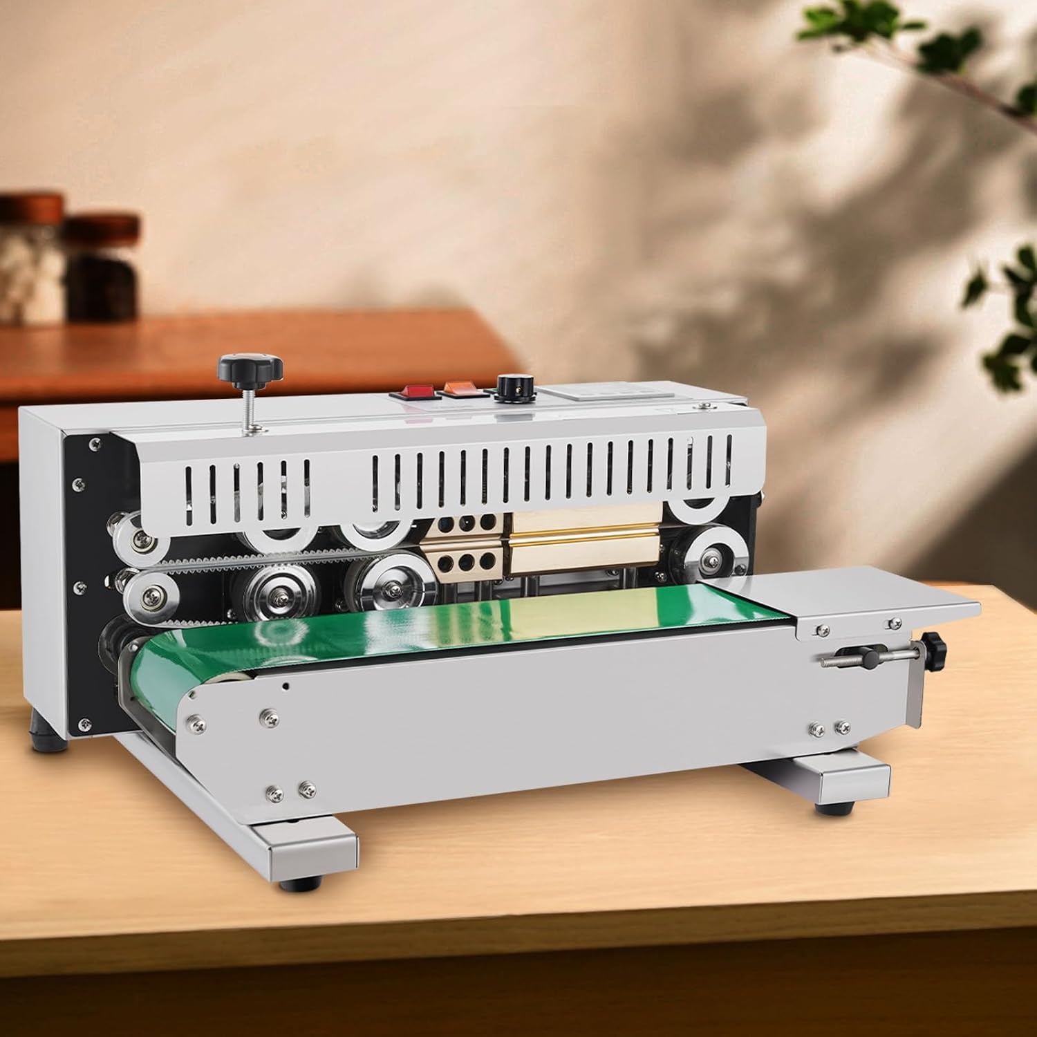 image:imageVEVOR Continuous Bag Band Sealing Machine 024047 in612 mm Seal Width Horizontal Band Sealer Machine with Digital Temperature Control Carbon Steel Bag Sealer for 00208 mm Plastic Bags FilmsStainless Steel
