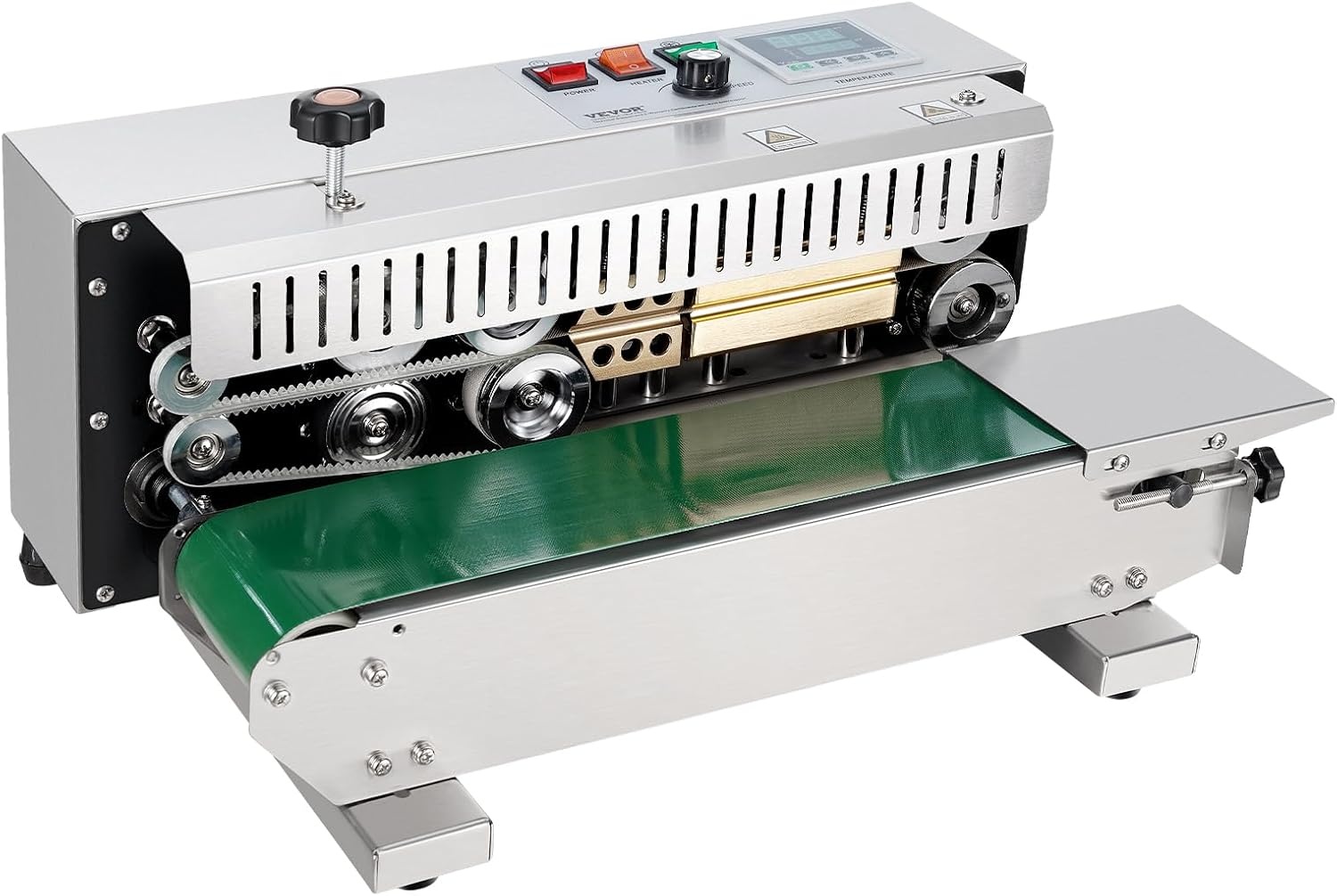 image:imageVEVOR Continuous Bag Band Sealing Machine 024047 in612 mm Seal Width Horizontal Band Sealer Machine with Digital Temperature Control Carbon Steel Bag Sealer for 00208 mm Plastic Bags FilmsStainless Steel
