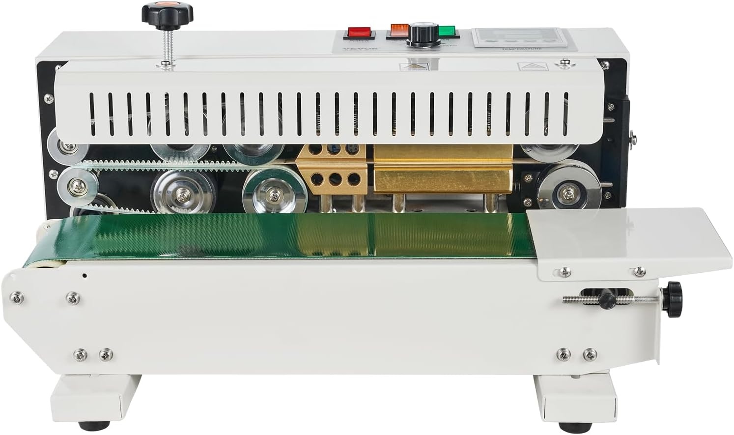 image:imageVEVOR Continuous Bag Band Sealing Machine 024047 in612 mm Seal Width Horizontal Band Sealer Machine with Digital Temperature Control Carbon Steel Bag Sealer for 00208 mm Plastic Bags FilmsBasic