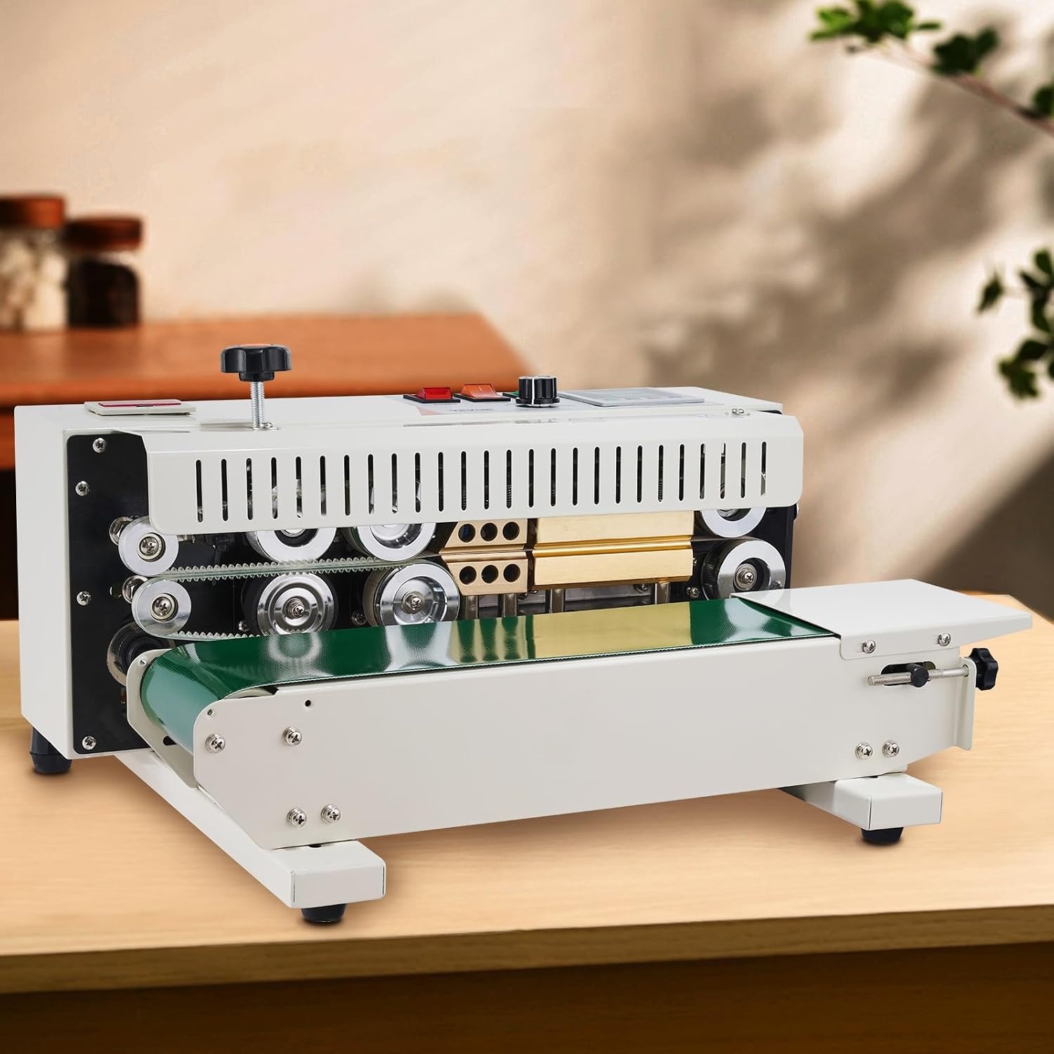 image:imageVEVOR Continuous Bag Band Sealing Machine 024047 in612 mm Seal Width Horizontal Band Sealer Machine with Digital Temperature Control Carbon Steel Bag Sealer for 00208 mm Plastic Bags FilmsCount