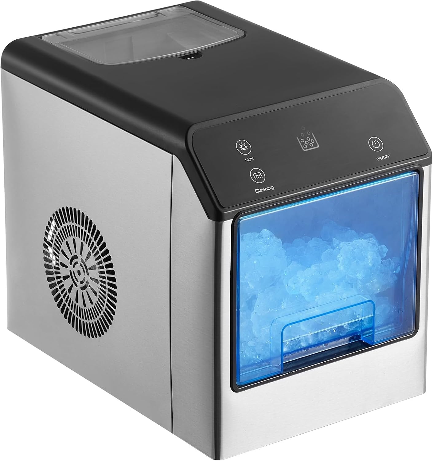 image:imageVEVOR Countertop Ice Maker Self Cleaning Pebble Ice Machine with Ice Scoop amp Drip Tray 33lbs24H Nugget Ice Maker with Convenient Ice Transfer for Home Kitchen Office