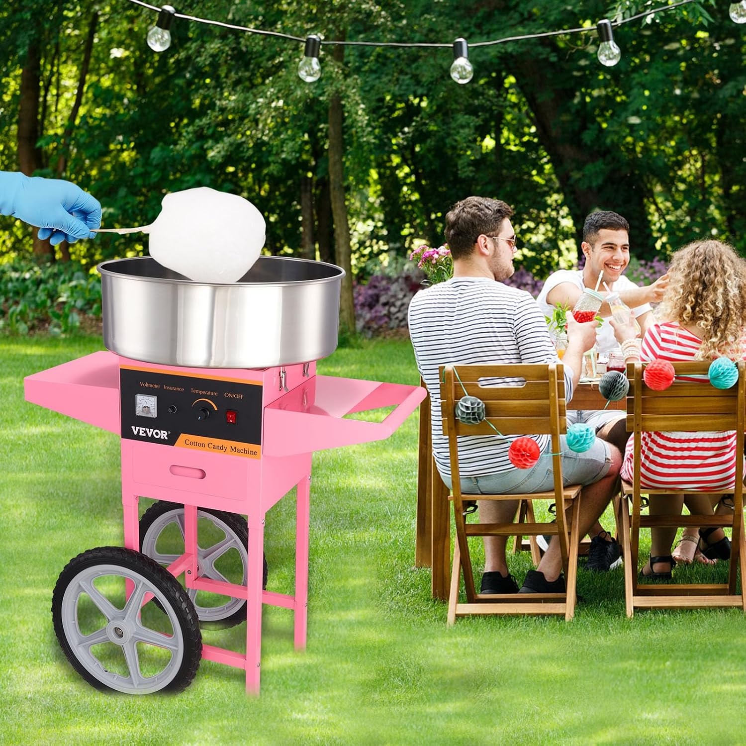 image:imageVEVOR Electric Cotton Candy Machine 1000W Candy Floss Maker Commercial Cotton Candy Machine with Stainless Steel Bowl Sugar Scoop and Drawer Perfect for Home Kids Birthday Family Party BluePink