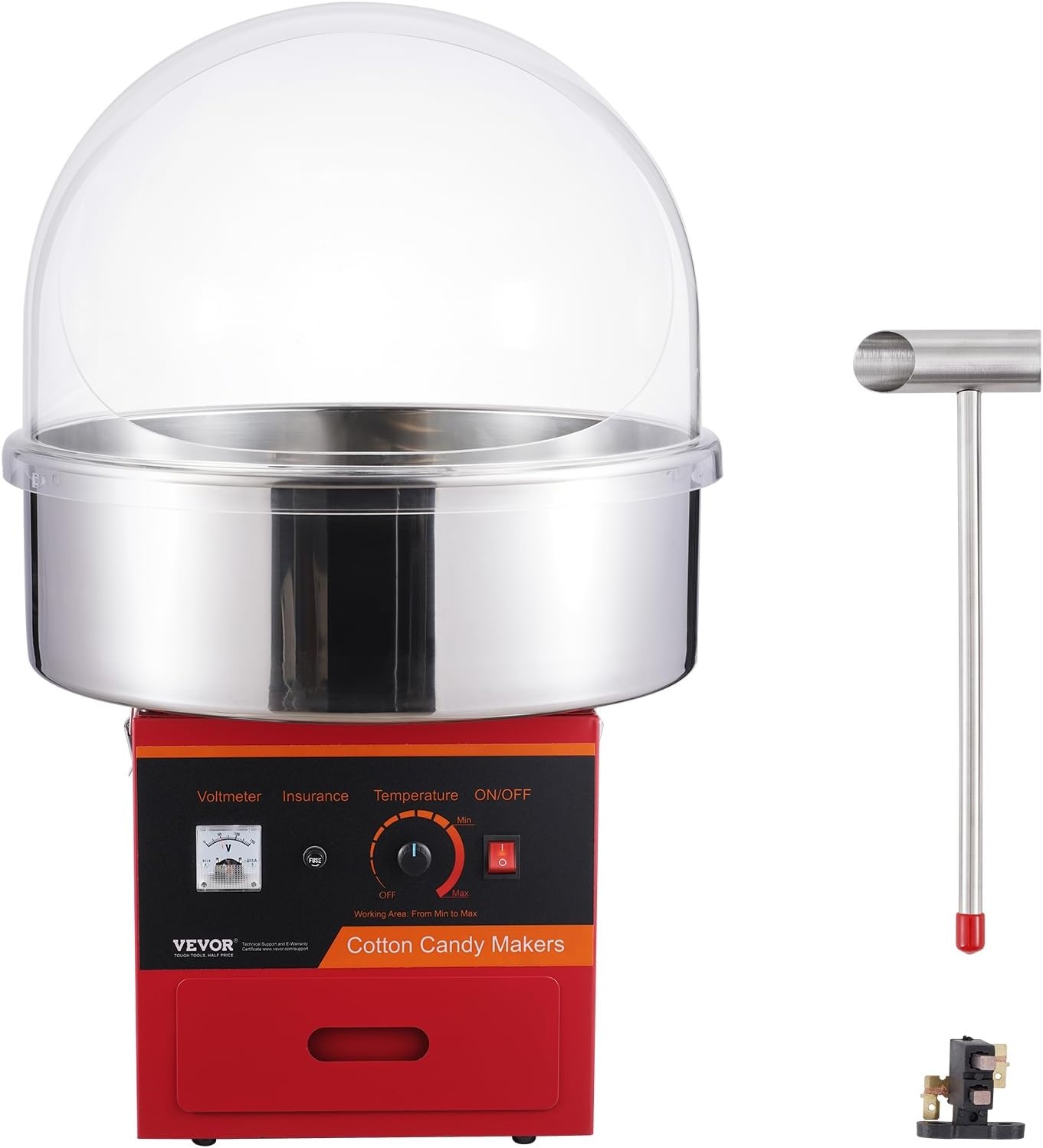 image:imageVEVOR Electric Cotton Candy Machine 1000W Candy Floss Maker Commercial Cotton Candy Machine with Stainless Steel Bowl Sugar Scoop and Drawer Perfect for Home Kids Birthday Family Party BlueRed
