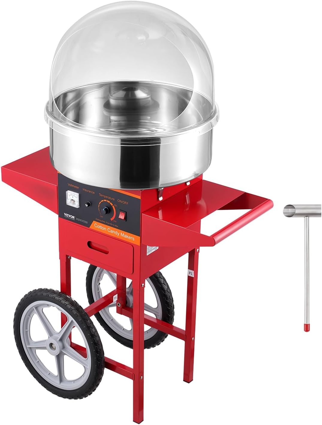 image:imageVEVOR Electric Cotton Candy Machine 1000W Candy Floss Maker Commercial Cotton Candy Machine with Stainless Steel Bowl Sugar Scoop and Drawer Perfect for Home Kids Birthday Family Party BlueRed