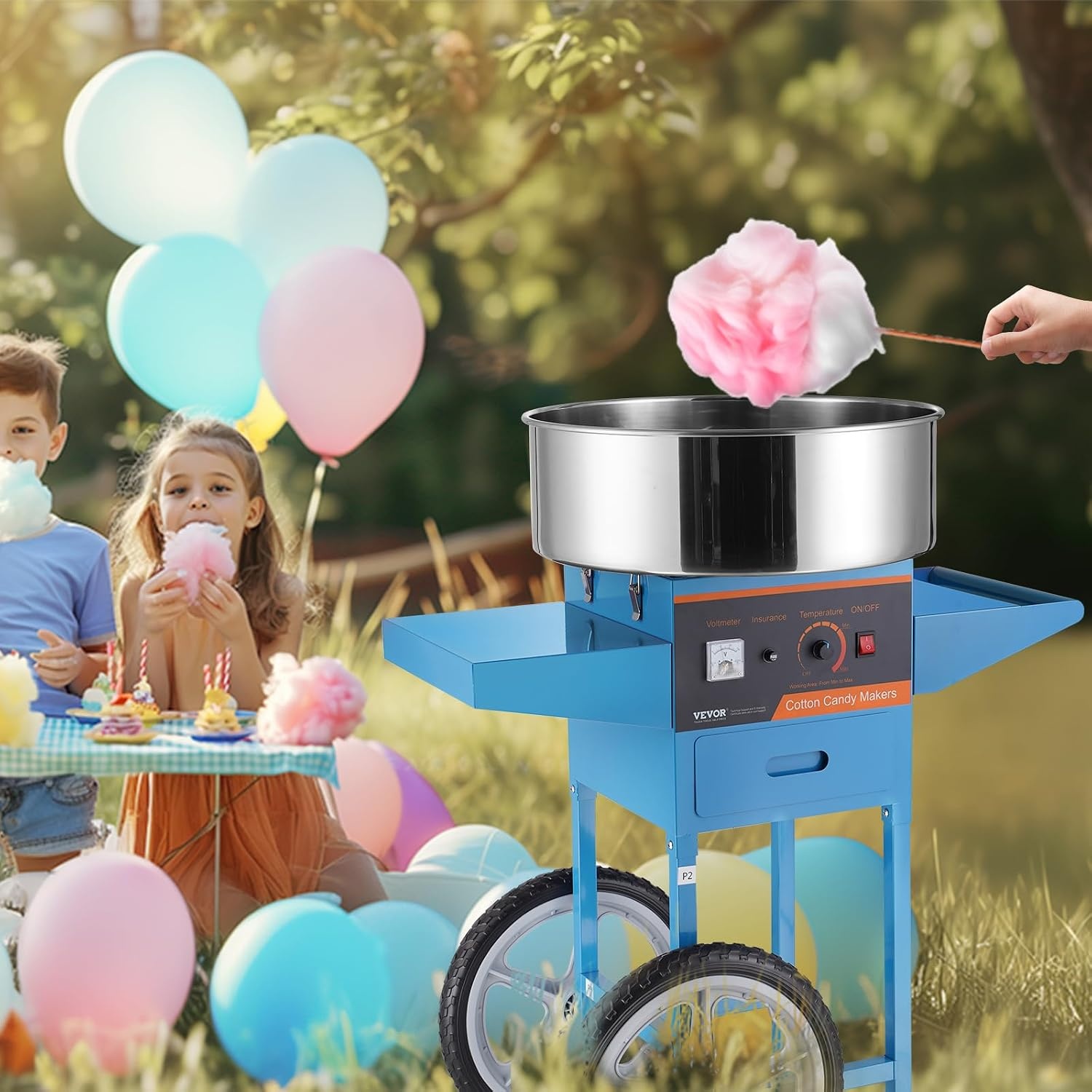 image:imageVEVOR Electric Cotton Candy Machine 1000W Candy Floss Maker Commercial Cotton Candy Machine with Stainless Steel Bowl Sugar Scoop and Drawer Perfect for Home Kids Birthday Family Party BlueBlue