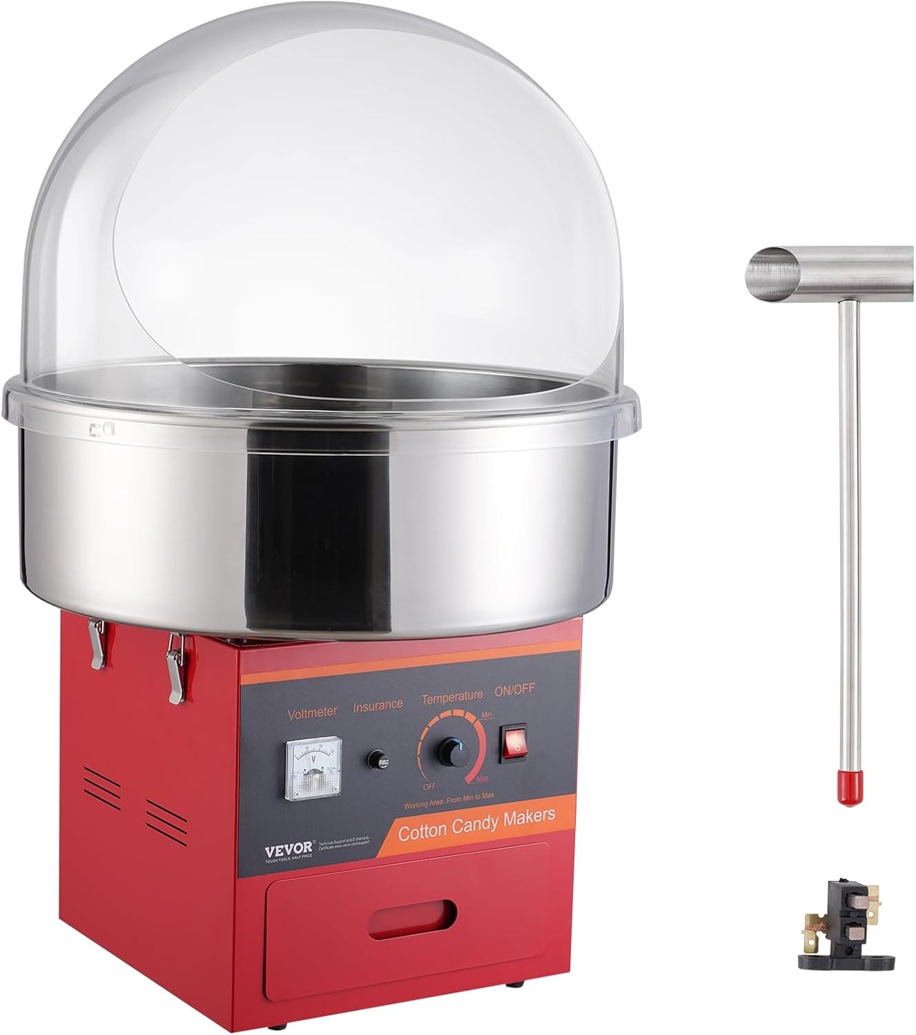 image:imageVEVOR Electric Cotton Candy Machine 1000W Candy Floss Maker Commercial Cotton Candy Machine with Stainless Steel Bowl Sugar Scoop and Drawer Perfect for Home Kids Birthday Family Party BlueRed