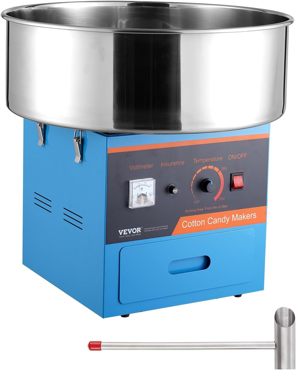 image:imageVEVOR Electric Cotton Candy Machine 1000W Candy Floss Maker Commercial Cotton Candy Machine with Stainless Steel Bowl Sugar Scoop and Drawer Perfect for Home Kids Birthday Family Party BlueBlue