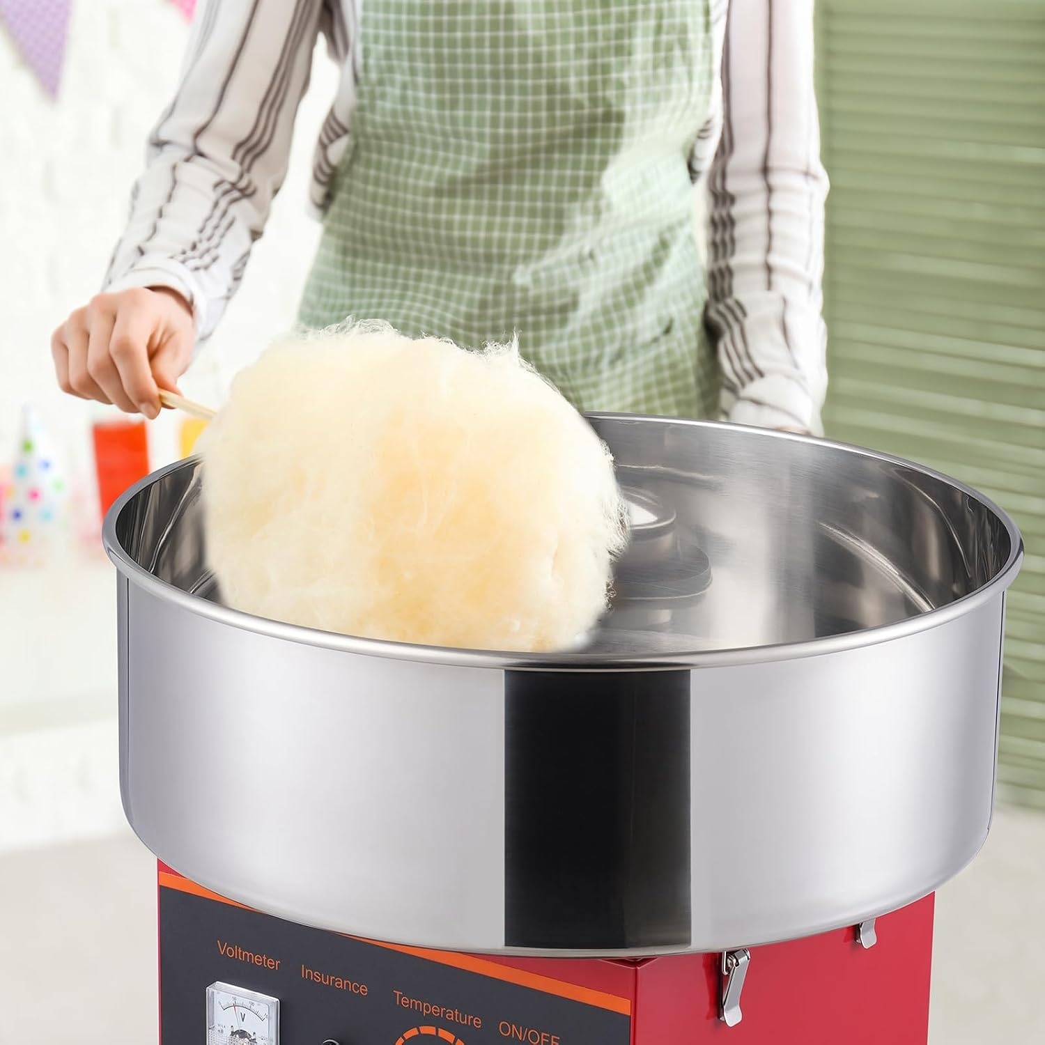 image:imageVEVOR Electric Cotton Candy Machine 1000W Candy Floss Maker Commercial Cotton Candy Machine with Stainless Steel Bowl Sugar Scoop and Drawer Perfect for Home Kids Birthday Family Party BlueRed