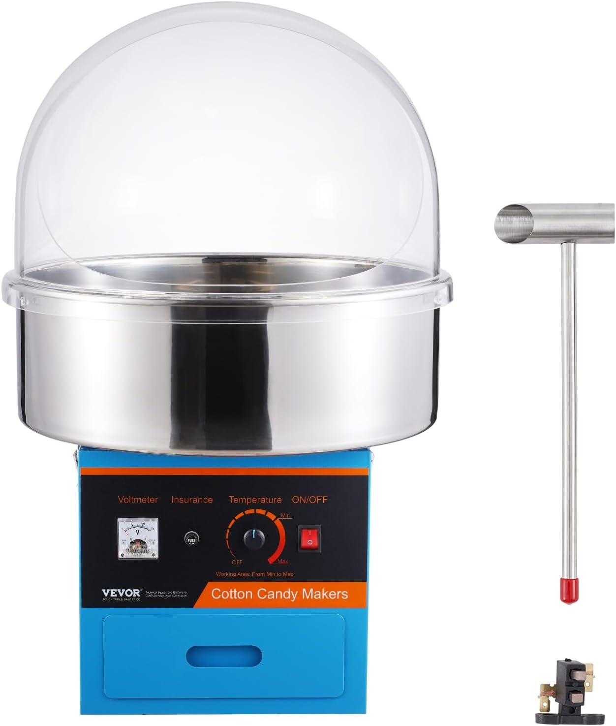 image:imageVEVOR Electric Cotton Candy Machine 1000W Candy Floss Maker Commercial Cotton Candy Machine with Stainless Steel Bowl Sugar Scoop and Drawer Perfect for Home Kids Birthday Family Party BlueBlue
