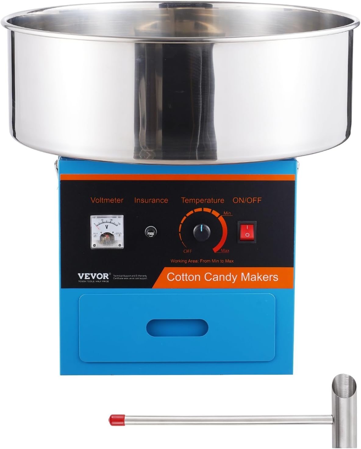 image:imageVEVOR Electric Cotton Candy Machine 1000W Candy Floss Maker Commercial Cotton Candy Machine with Stainless Steel Bowl Sugar Scoop and Drawer Perfect for Home Kids Birthday Family Party BlueBlue