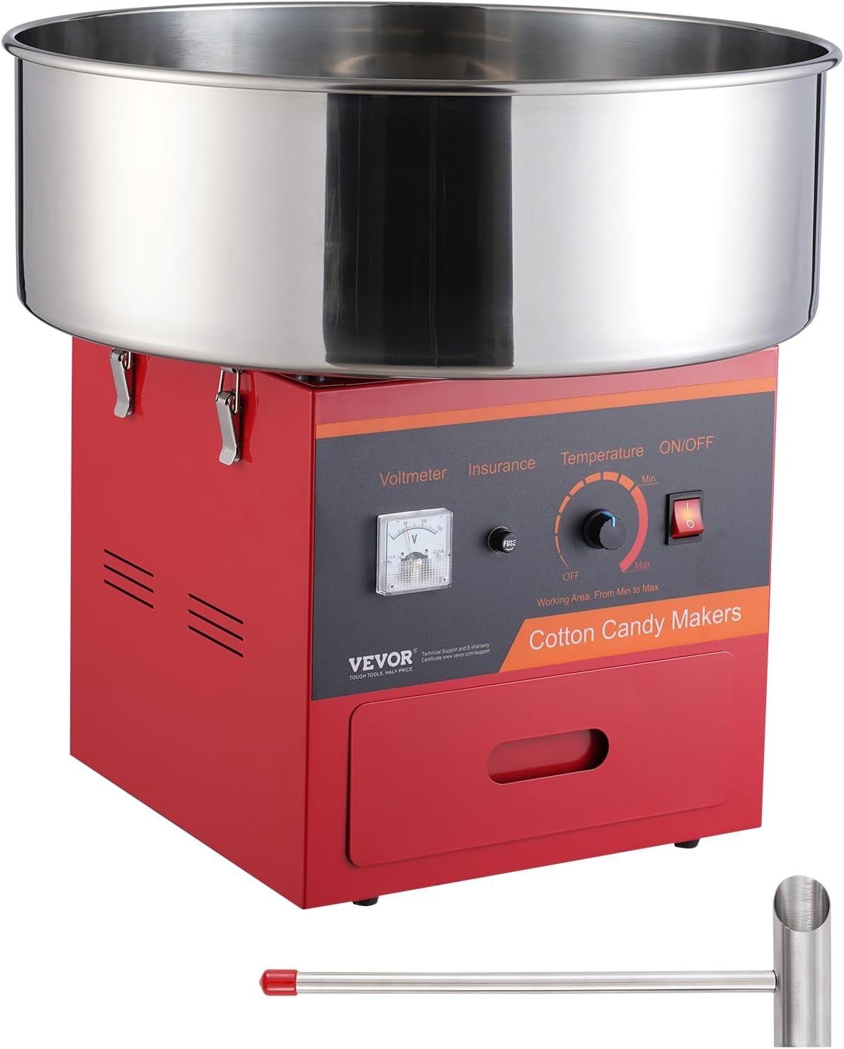 image:imageVEVOR Electric Cotton Candy Machine 1000W Candy Floss Maker Commercial Cotton Candy Machine with Stainless Steel Bowl Sugar Scoop and Drawer Perfect for Home Kids Birthday Family Party BlueRed
