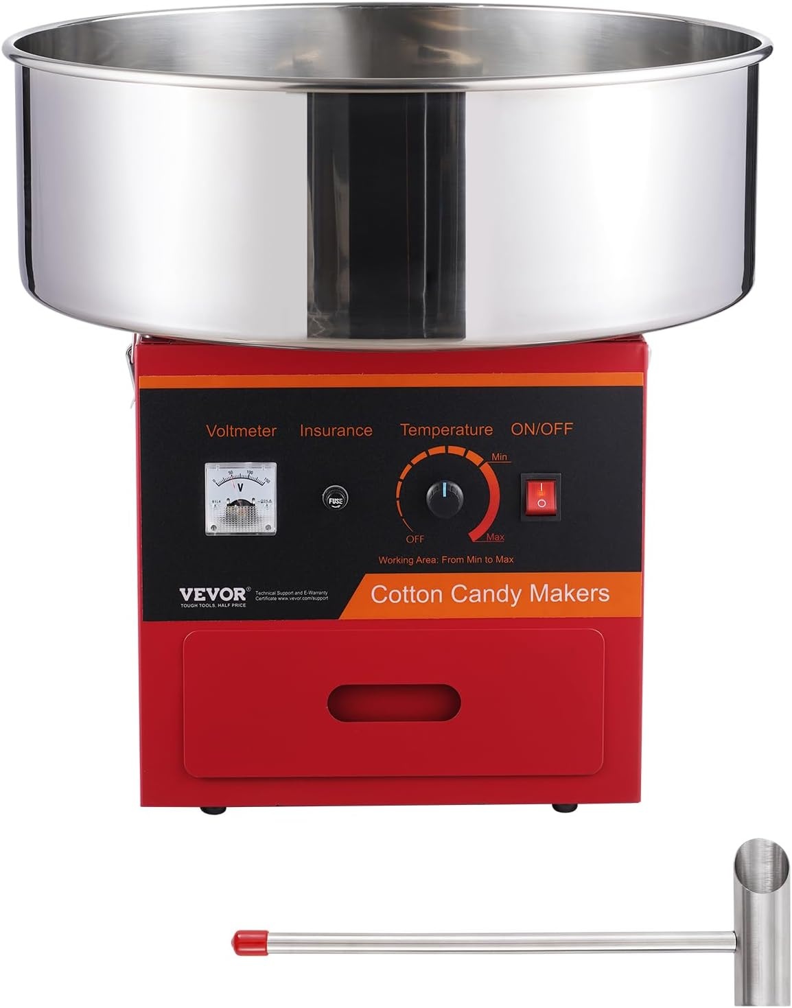 image:imageVEVOR Electric Cotton Candy Machine 1000W Candy Floss Maker Commercial Cotton Candy Machine with Stainless Steel Bowl Sugar Scoop and Drawer Perfect for Home Kids Birthday Family Party BlueRed