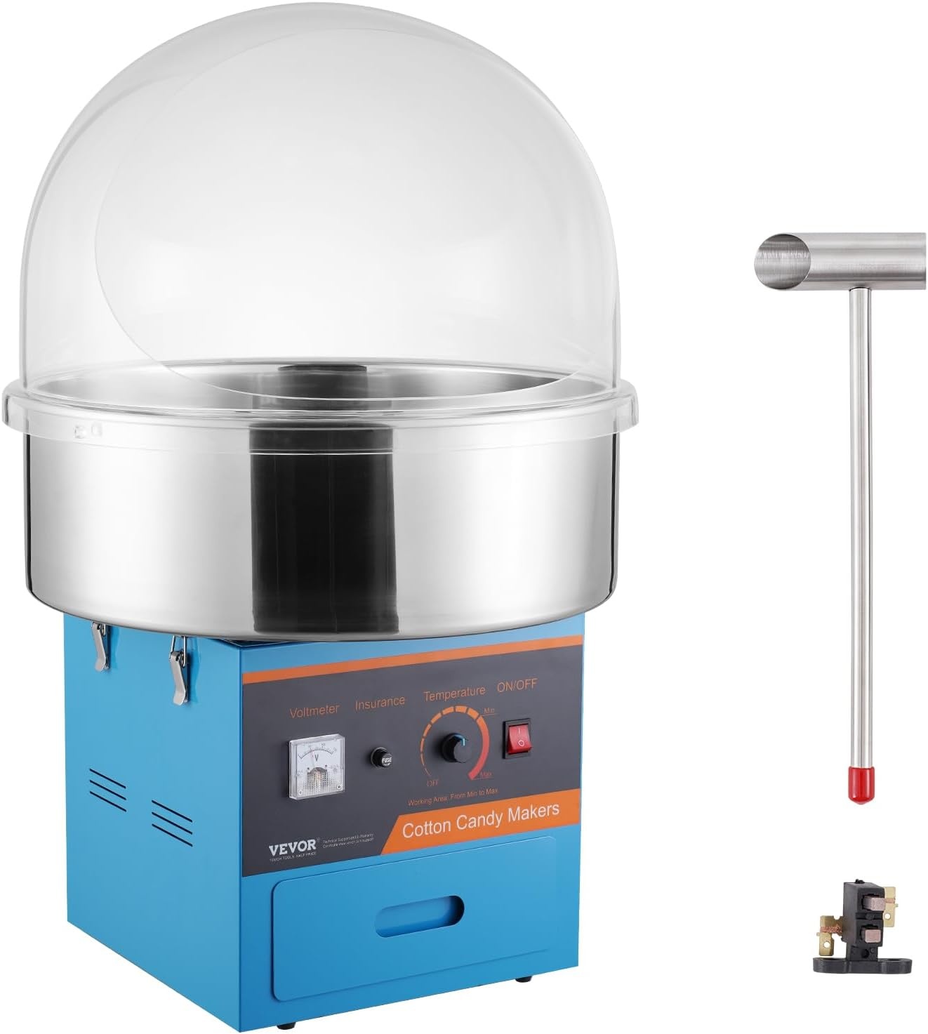 image:imageVEVOR Electric Cotton Candy Machine 1000W Candy Floss Maker Commercial Cotton Candy Machine with Stainless Steel Bowl Sugar Scoop and Drawer Perfect for Home Kids Birthday Family Party BlueBlue