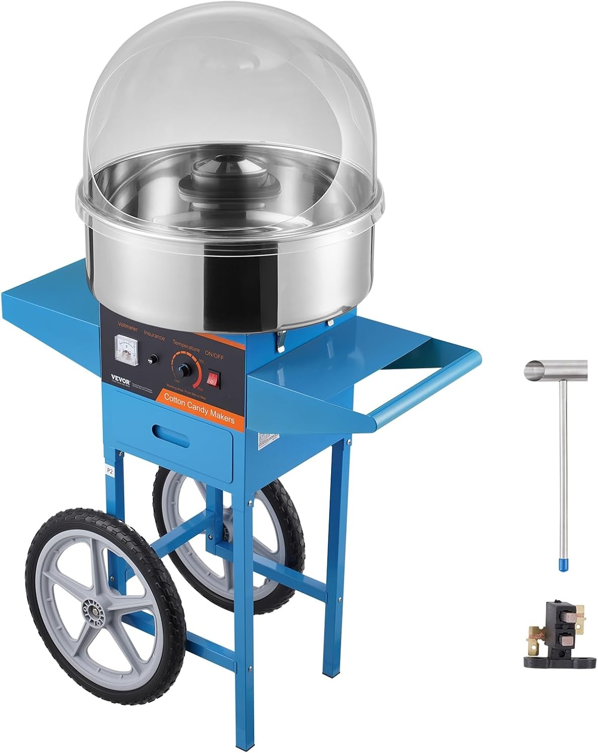 image:imageVEVOR Electric Cotton Candy Machine 1000W Candy Floss Maker Commercial Cotton Candy Machine with Stainless Steel Bowl Sugar Scoop and Drawer Perfect for Home Kids Birthday Family Party BlueBlue