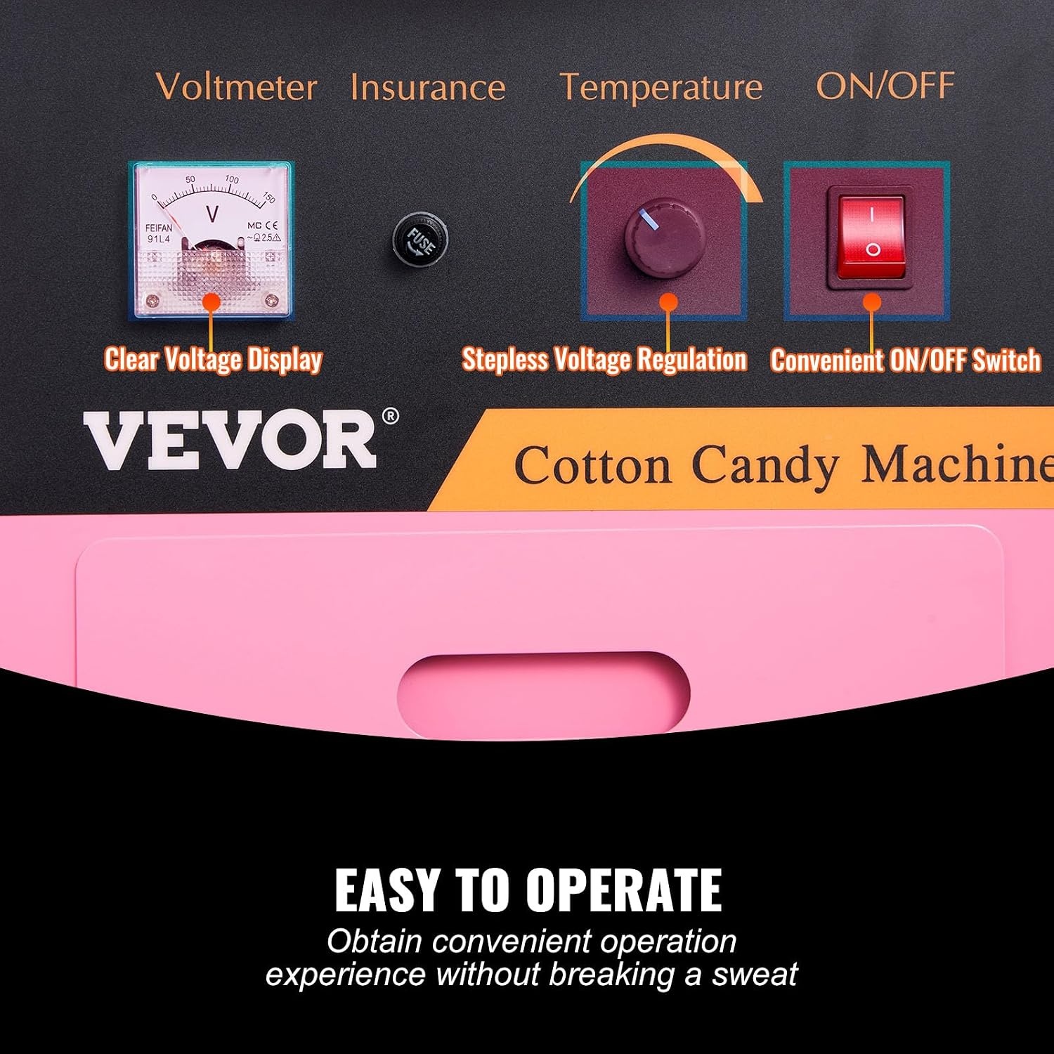 image:imageVEVOR Electric Cotton Candy Machine 1000W Candy Floss Maker Commercial Cotton Candy Machine with Stainless Steel Bowl Sugar Scoop and Drawer Perfect for Home Kids Birthday Family Party BluePink