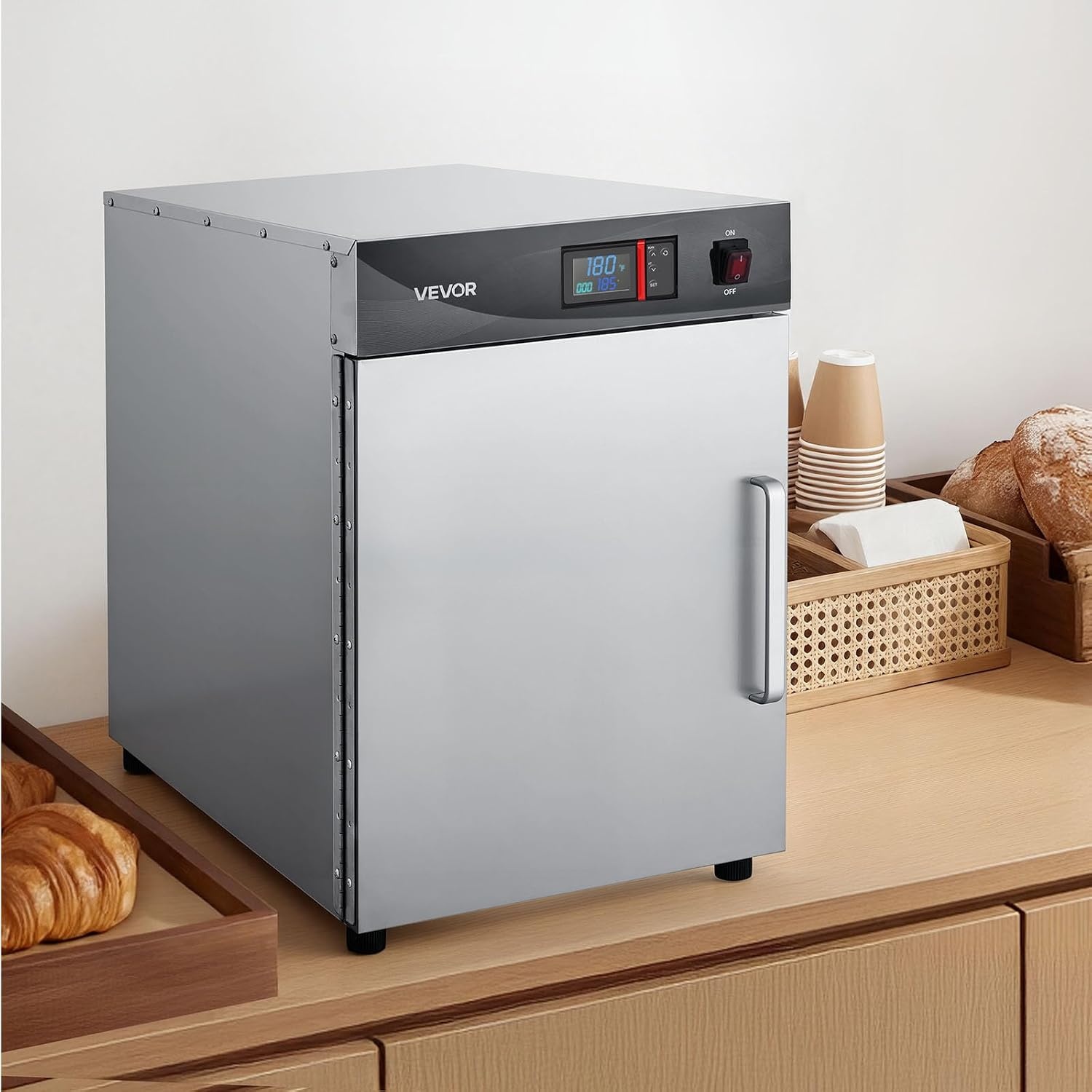 image:imageVEVOR Electric Hot Box Food Warmer 4Tier Commercial Warming Cabinet with Water Tray DoubleDoor and Adjustable Shelves Stainless Steel Food Warmer Cabinet for Restaurant Kitchen Pizza Chicken4 Tier