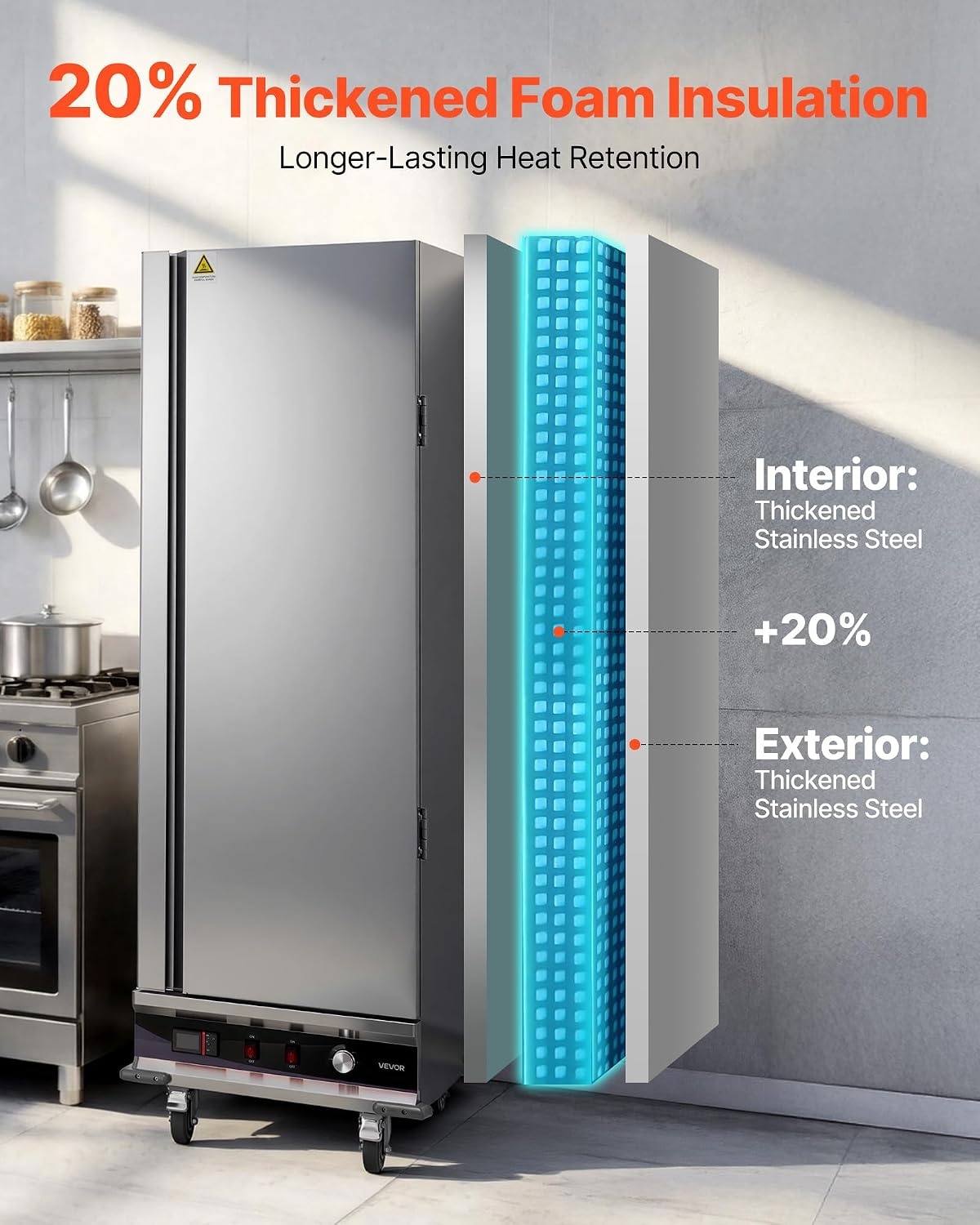 image:imageVEVOR Electric Hot Box Food Warmer 4Tier Commercial Warming Cabinet with Water Tray DoubleDoor and Adjustable Shelves Stainless Steel Food Warmer Cabinet for Restaurant Kitchen Pizza Chicken16 Tier